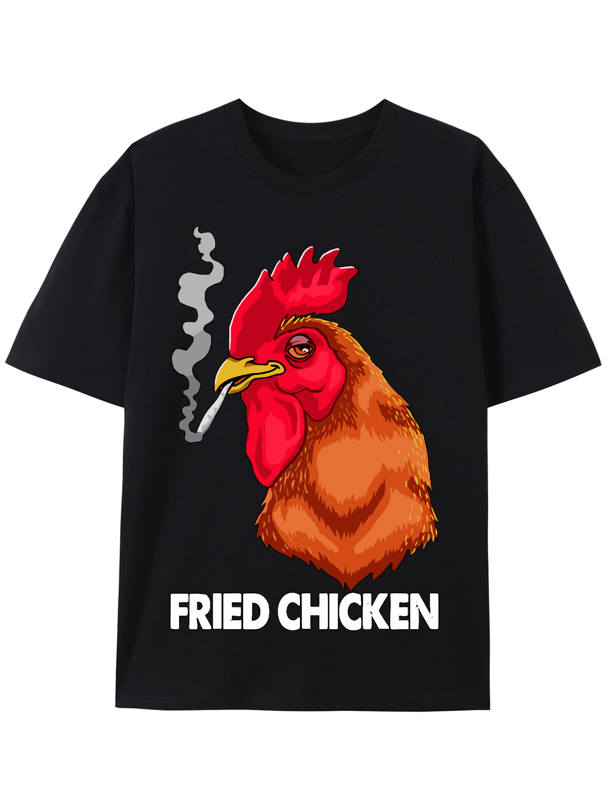 PLUS SIZE Fashion Chicken Print Crew Neck T-Shirt - Soft Cotton, Casual Short Sleeves, Loose Version, Breathable, Outdoor Wear, Men'S Daily Activities T-Shirt