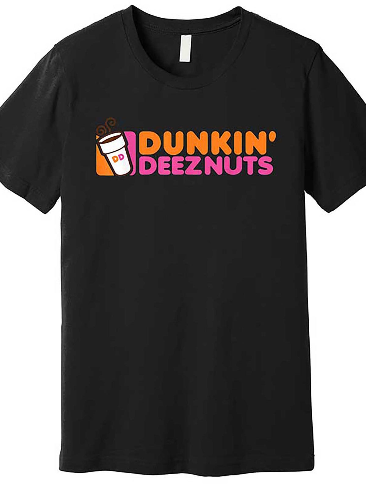 Dunkin' Deez Nuts" Funny Men's T-Shirt - Premium Cotton, Short Sleeve, Crew Neck, Casual Fit, Machine Washable - Black