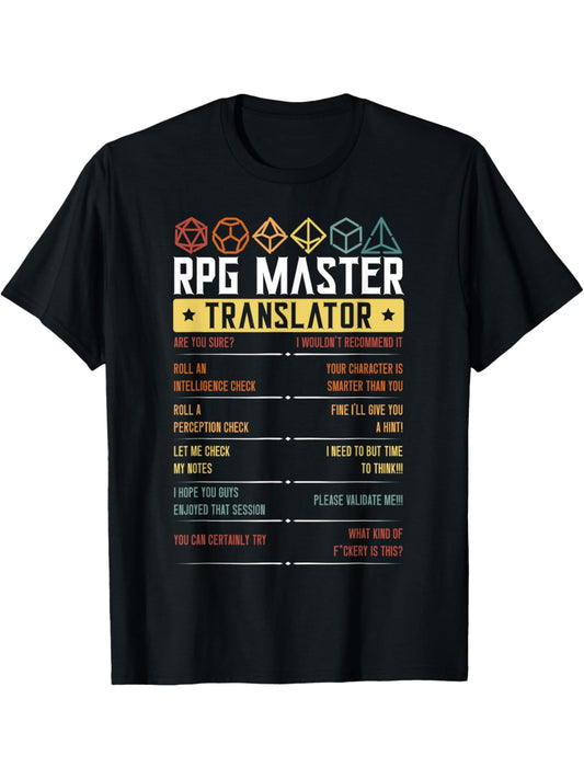Men's Vintage RPG Master D20 Humor T-Shirt - 100% Cotton, Comfortable Short-Sleeved Top for Casual Attire, Summer Casual Tee, Ideal Birthday Gift, Tabletop, Printed, Gamer