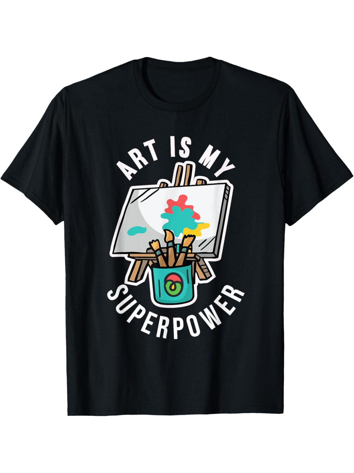 Art Is My Superpower Painter Art Paint Palette Sketching Retro Trendy Printed T-shirt, Men'S Casual and Comfortable T-shirt Summer, Men'S Short-sleeved Top for Everyday Activities Birthday Gift Valentine'S Day Gift to Men