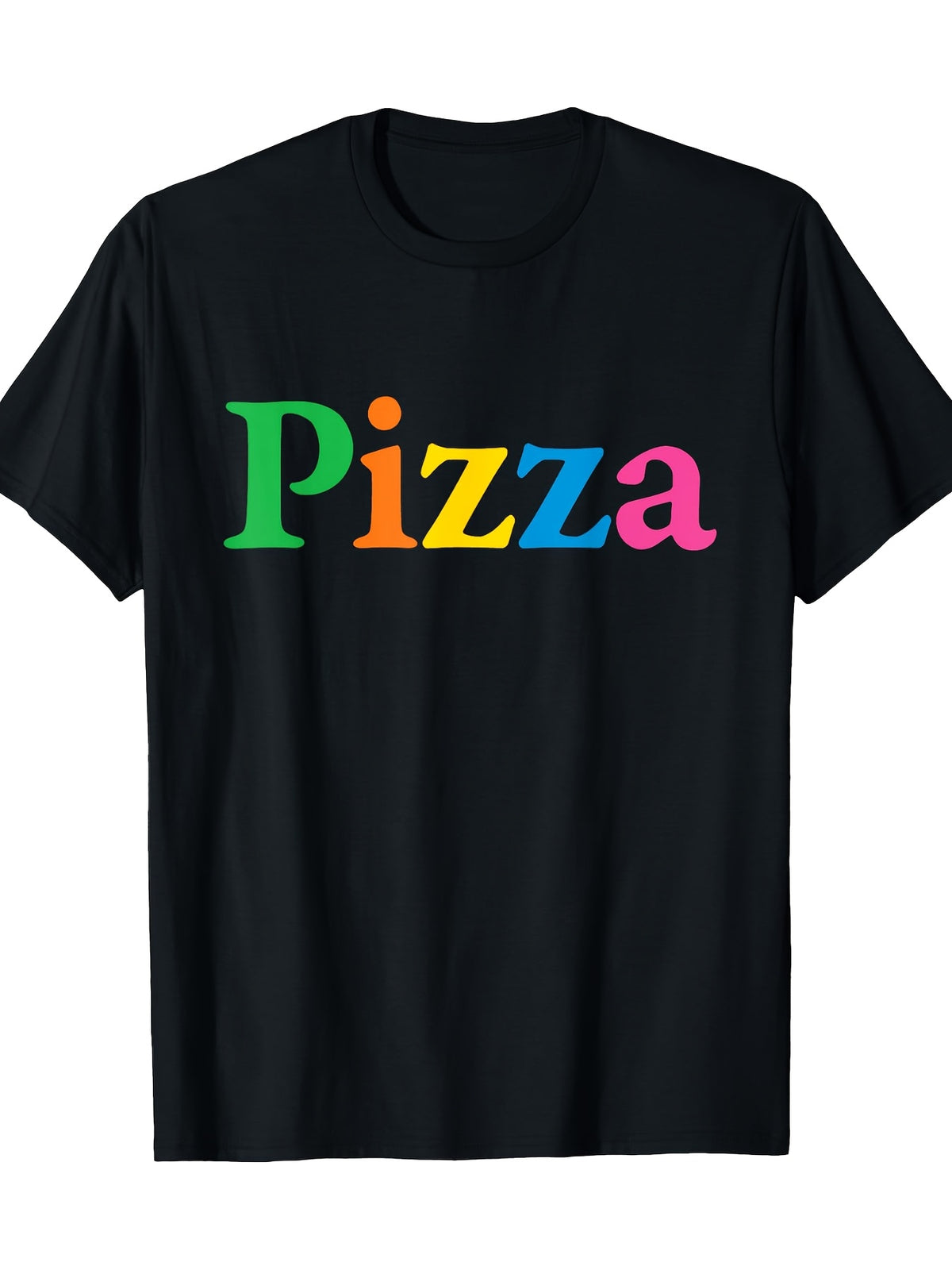 Retro 80s Computer Nerd Geek Humor Pizza Graphic T-Shirt - 100% Cotton 180gsm Vintage Arcade-Inspired Multicolor Lettering, Regular Fit Short Sleeve Round Neck Casual Tee for Casual Attire, Allseason Apparel, Comfortable Clothing