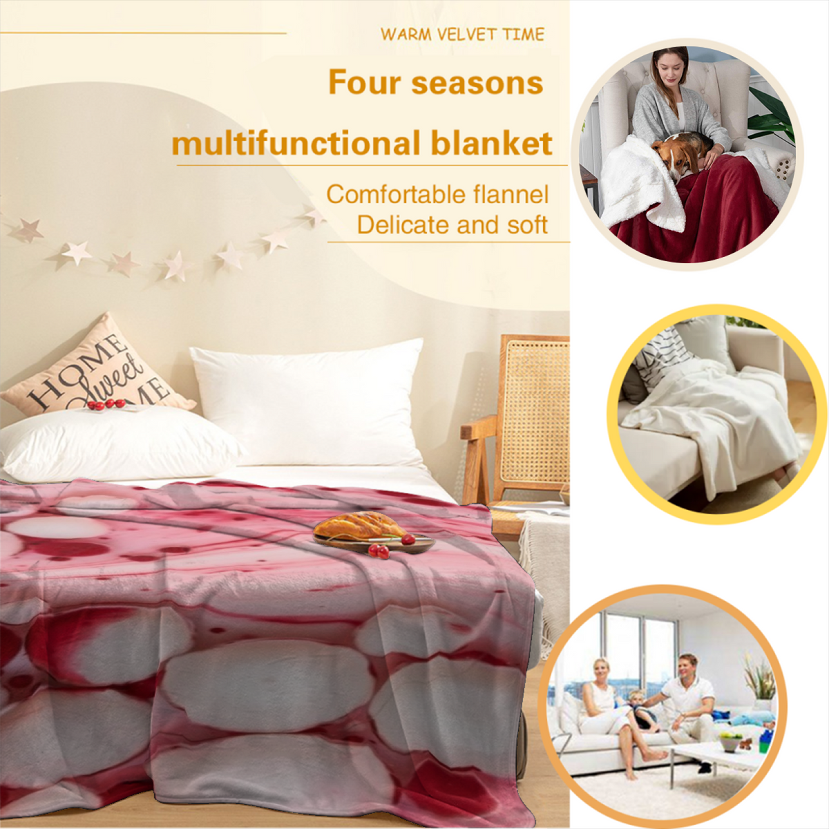 Amber Echo Pastel Multicolor Artistic Decorative Flannel Blanket