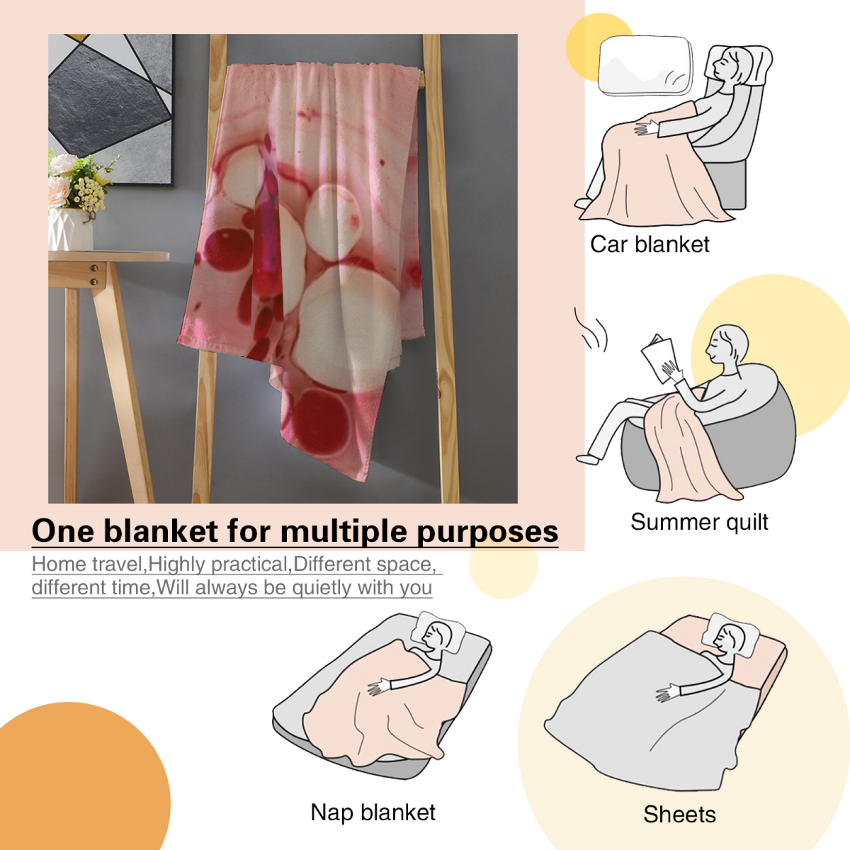 Amber Echo Pastel Multicolor Artistic Decorative Flannel Blanket