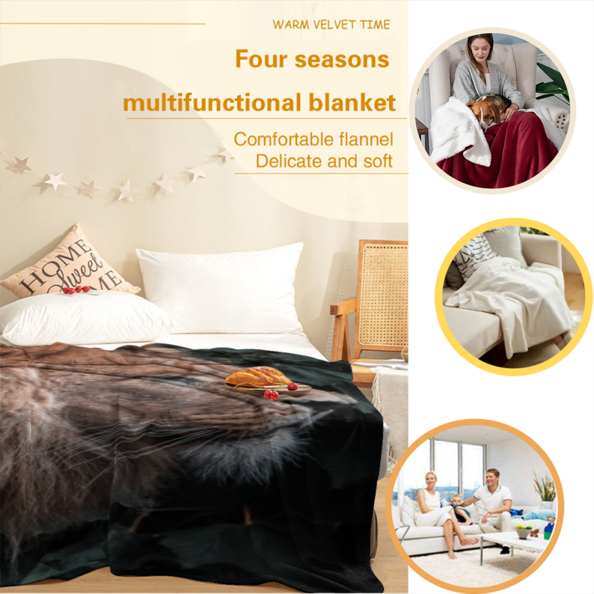 Lagoon Glow Soft Neutral Artistic All-Season Flannel Blanket
