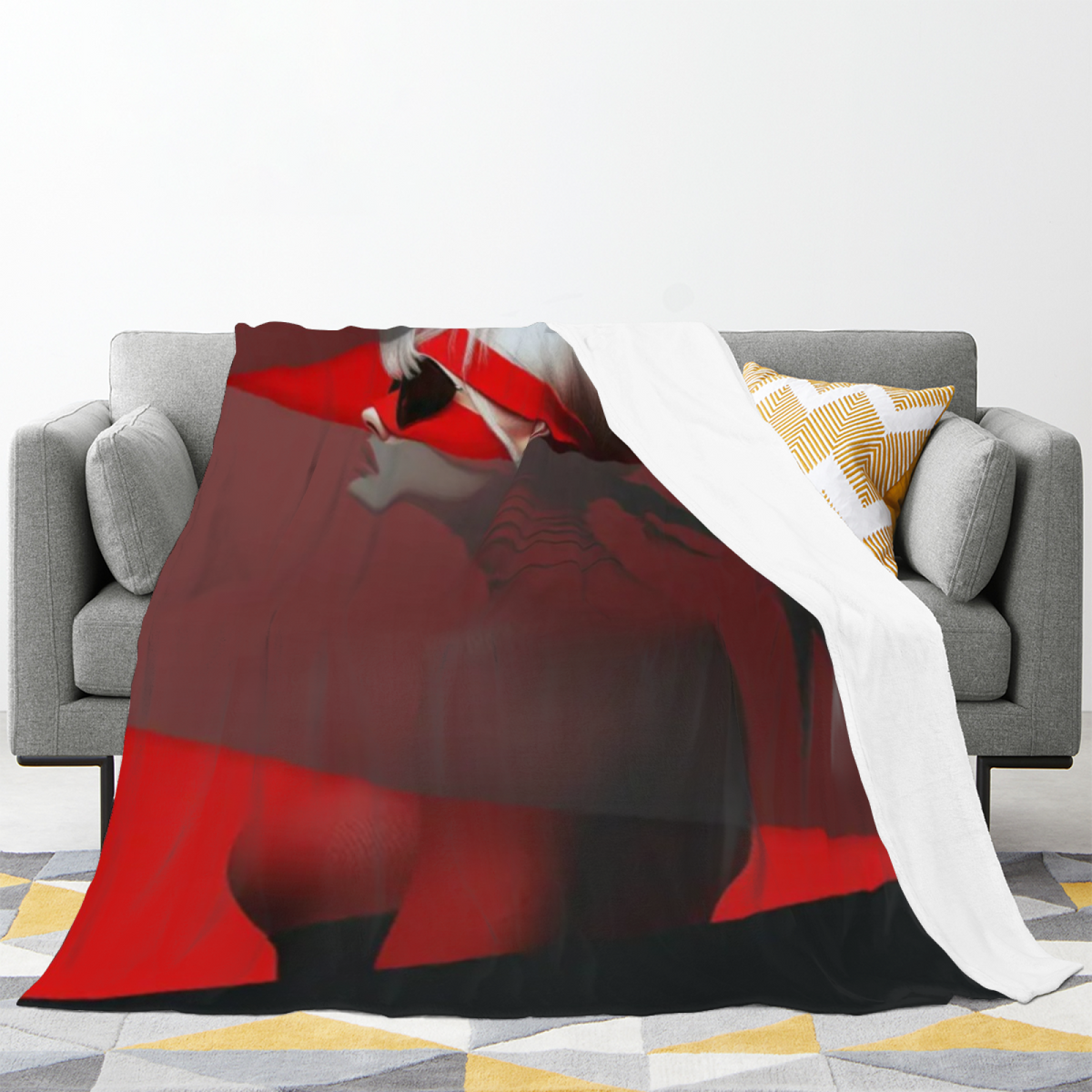 Eclectic Design Festival Flora Warm Coral Flannel Sofa Throw