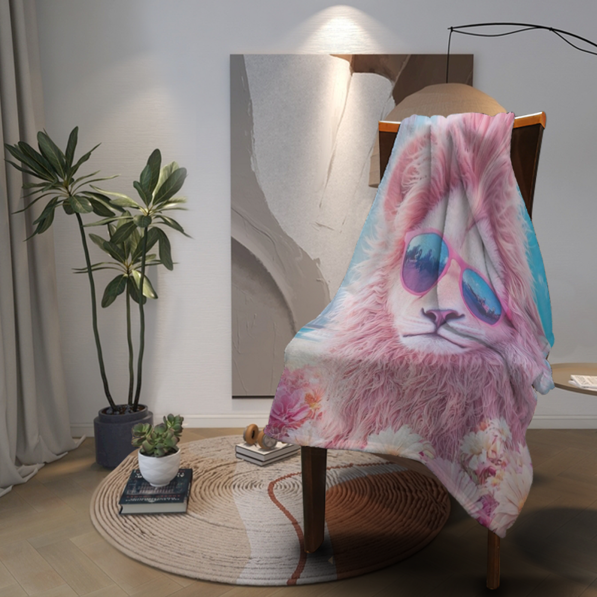 Expressive Soft Neutral Azure Glow Soft Flannel Blanket