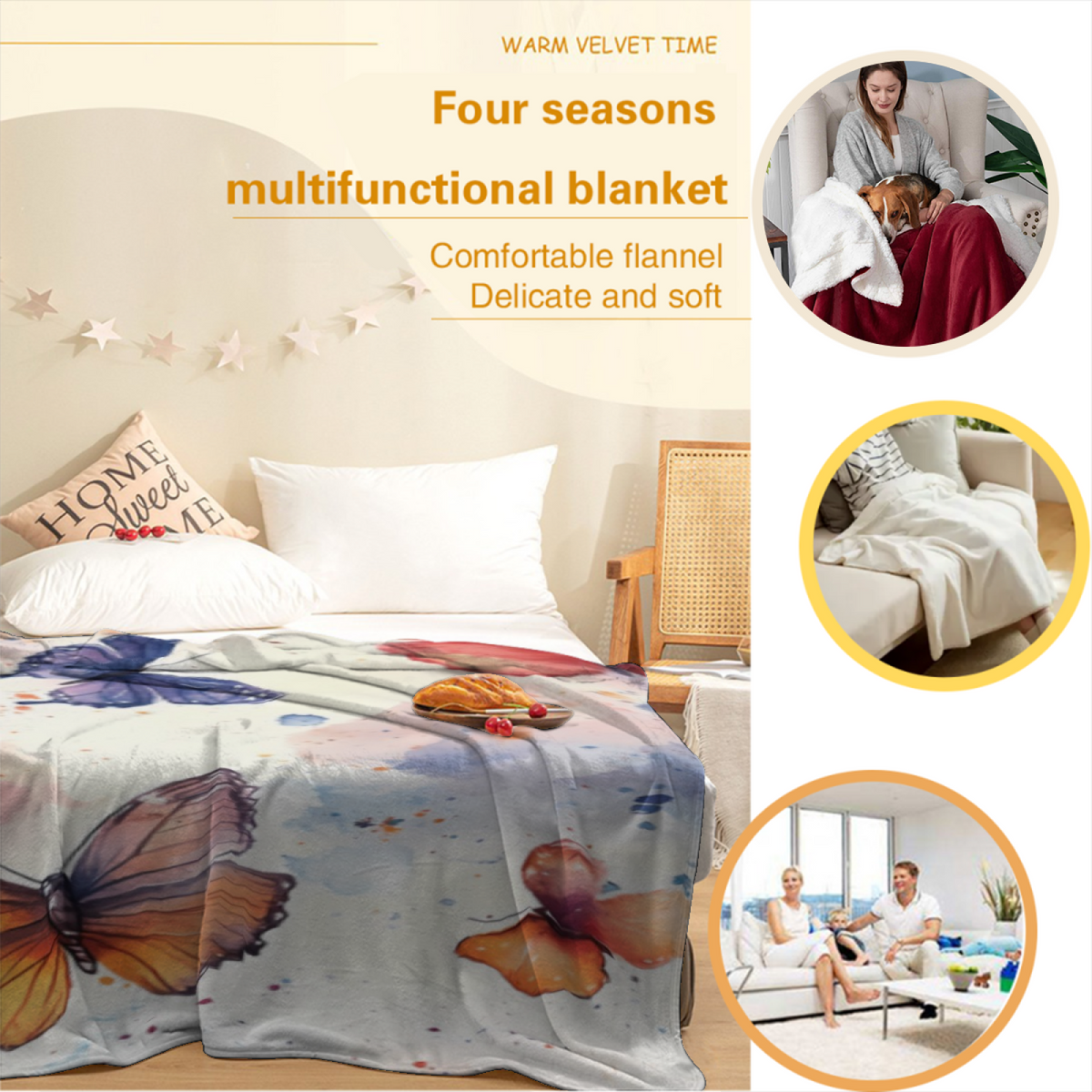 Zephyr Odyssey Ivory Art Decorative Flannel Blanket