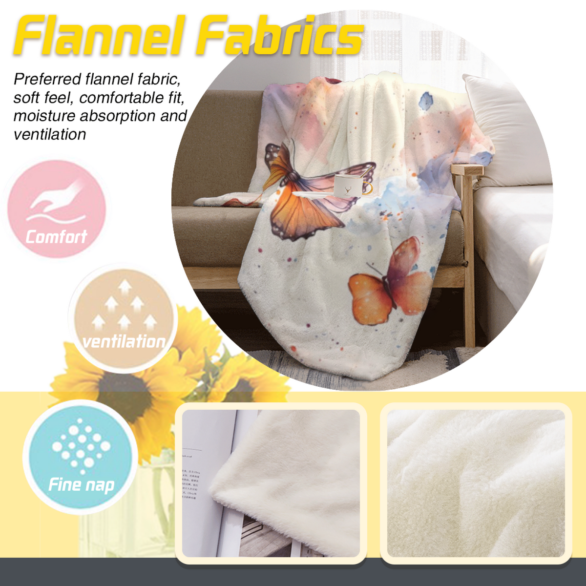 Zephyr Odyssey Ivory Art Decorative Flannel Blanket