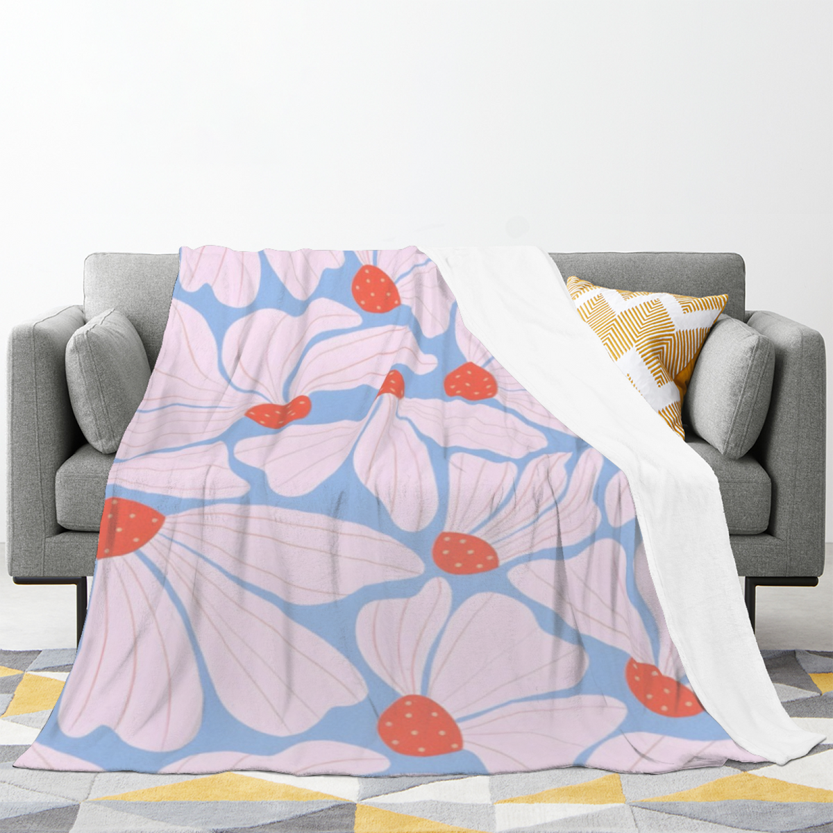 Indigo Muse Ivory Art All-Season Flannel Blanket
