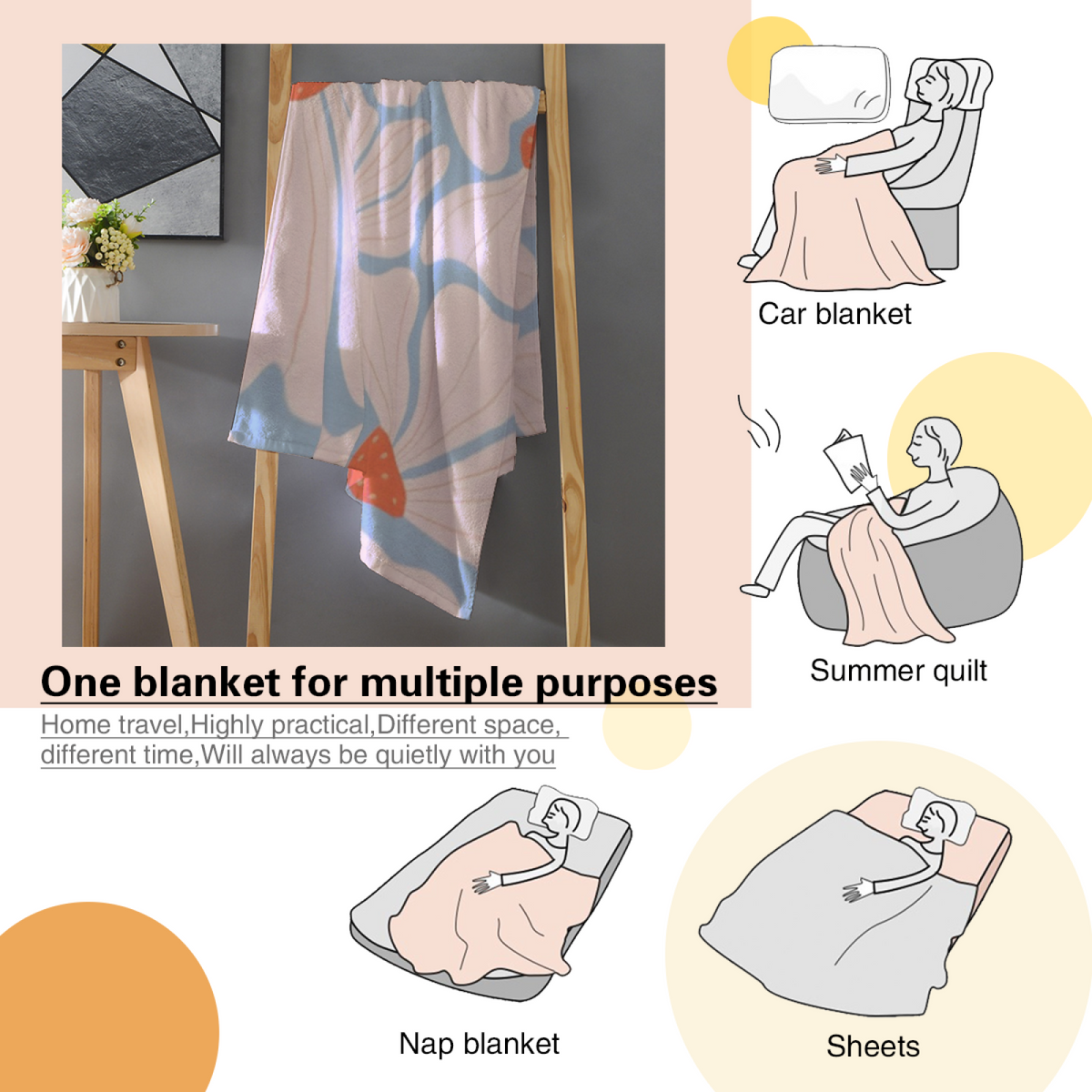 Indigo Muse Ivory Art All-Season Flannel Blanket