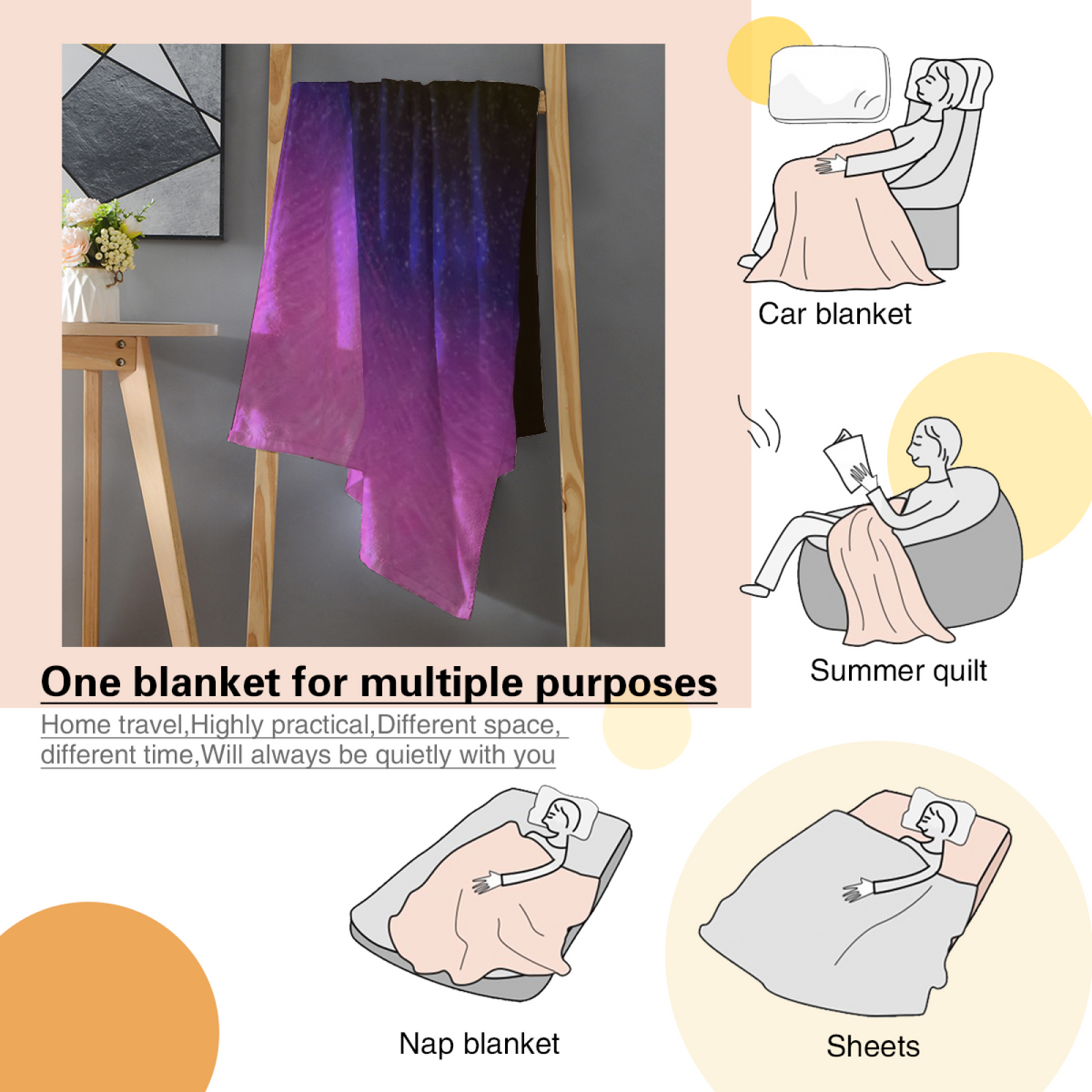 Pastel Multicolor Whimsical Decor Plush Flannel Throw ¨C Dewdrop Orchard Edition