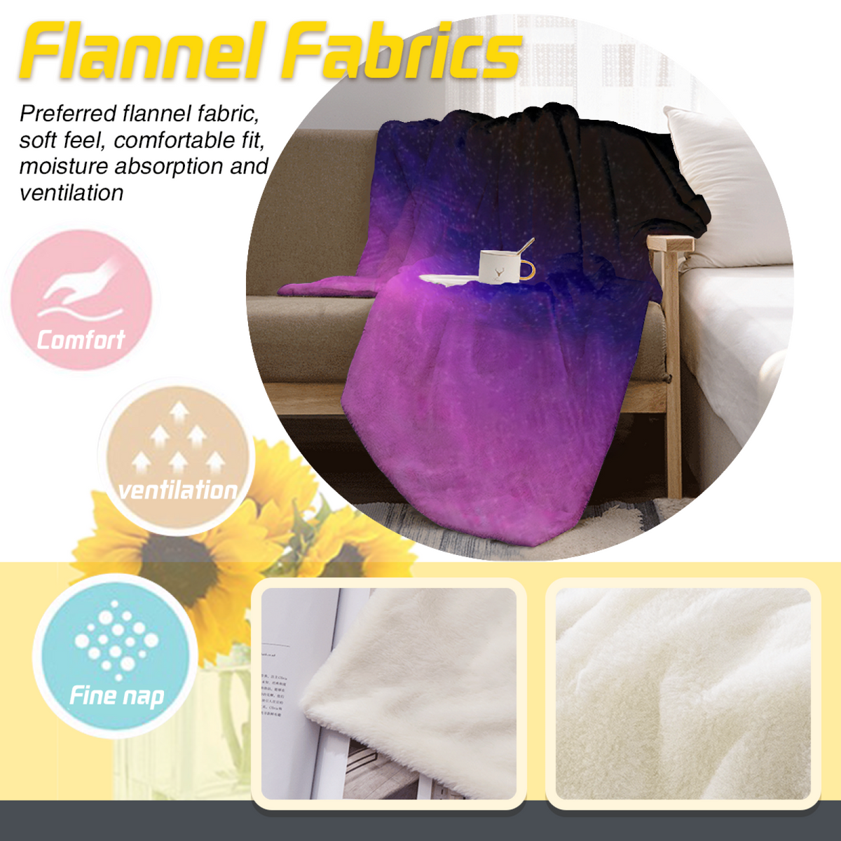 Pastel Multicolor Whimsical Decor Plush Flannel Throw ¨C Dewdrop Orchard Edition