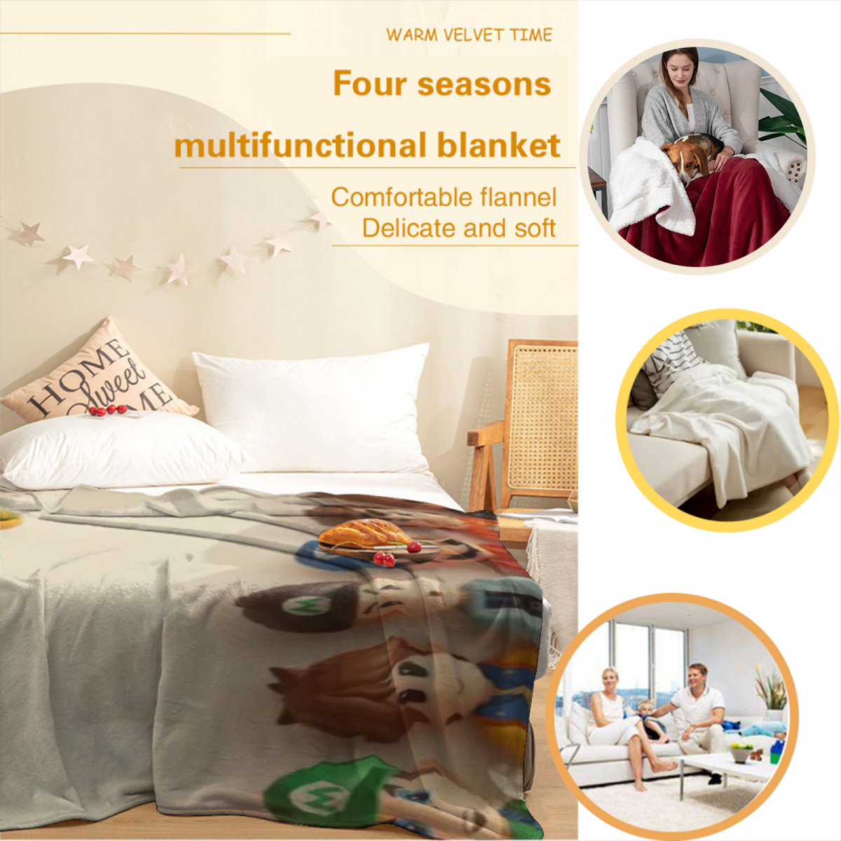 Coastal & Fable Playful Graphic Plush Flannel Throw
