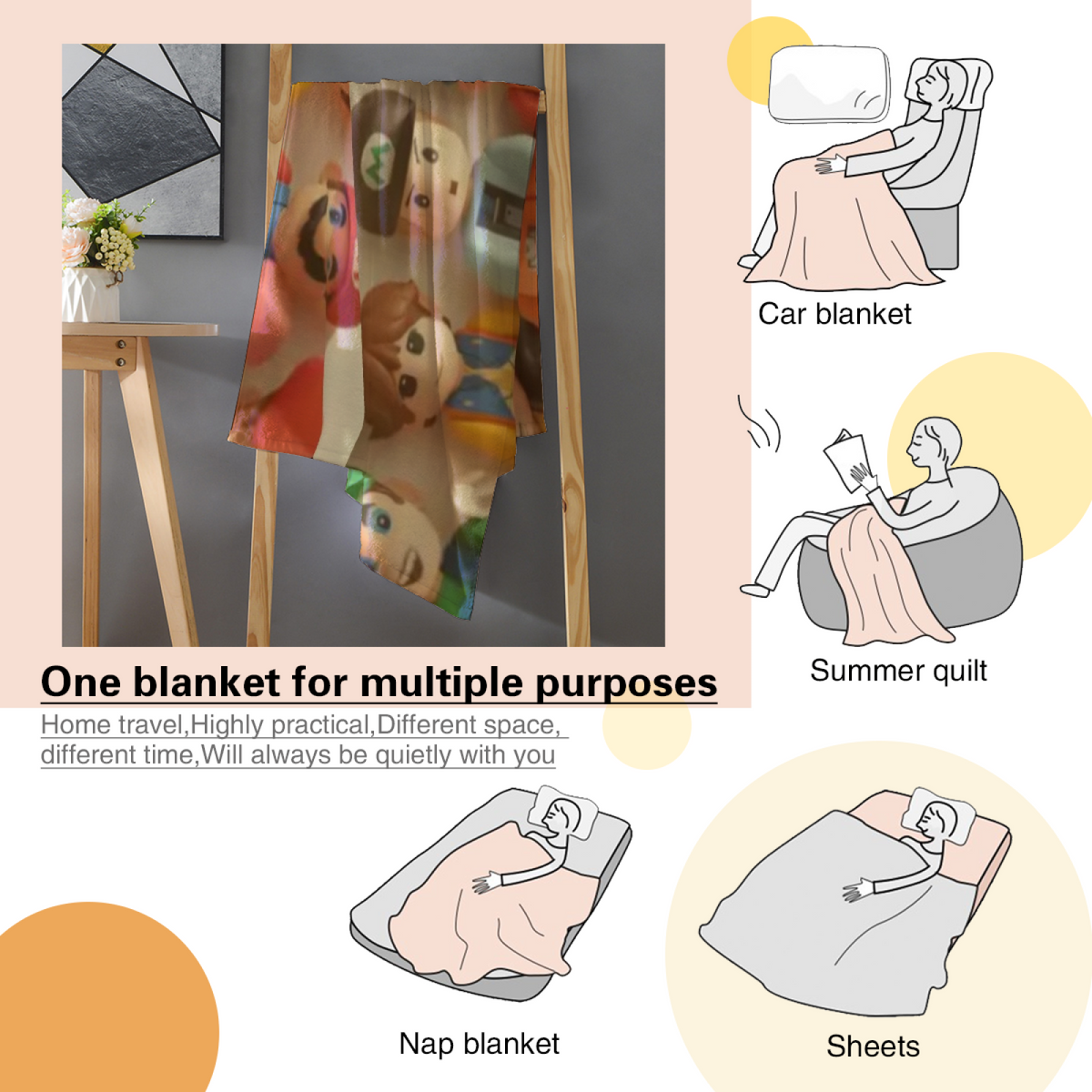 Coastal & Fable Playful Graphic Plush Flannel Throw