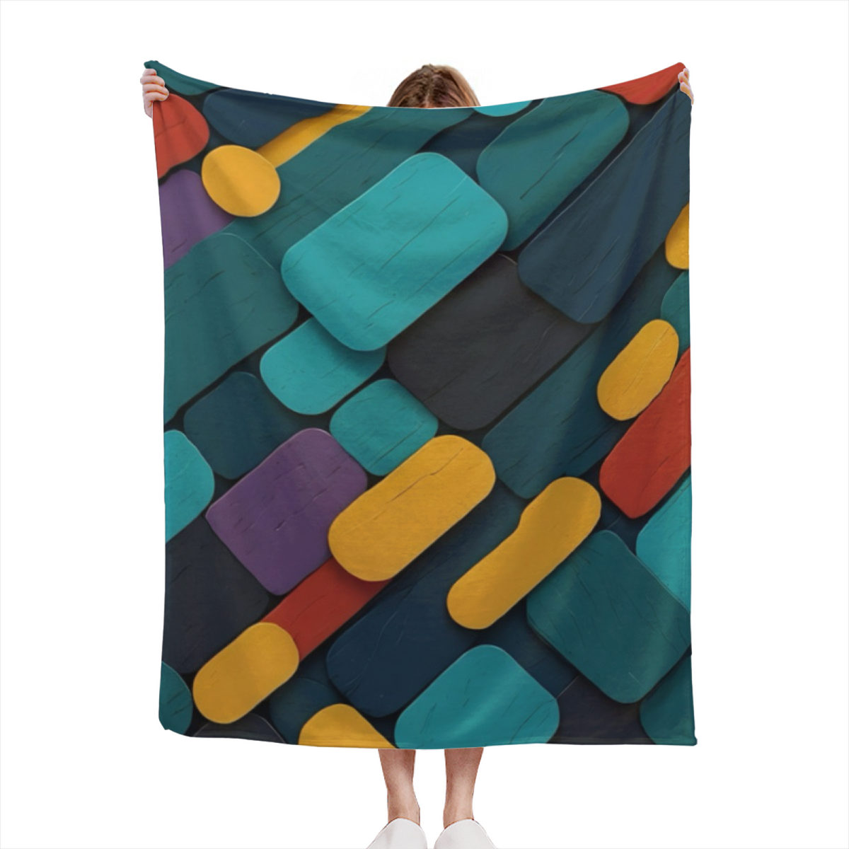 Cinnamon & Harbor Playful Graphic All-Season Flannel Blanket