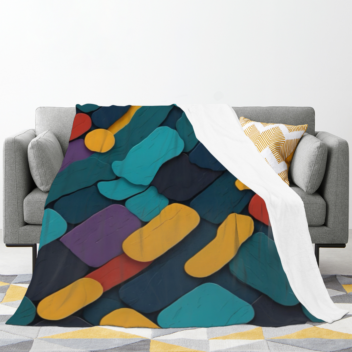 Cinnamon & Harbor Playful Graphic All-Season Flannel Blanket