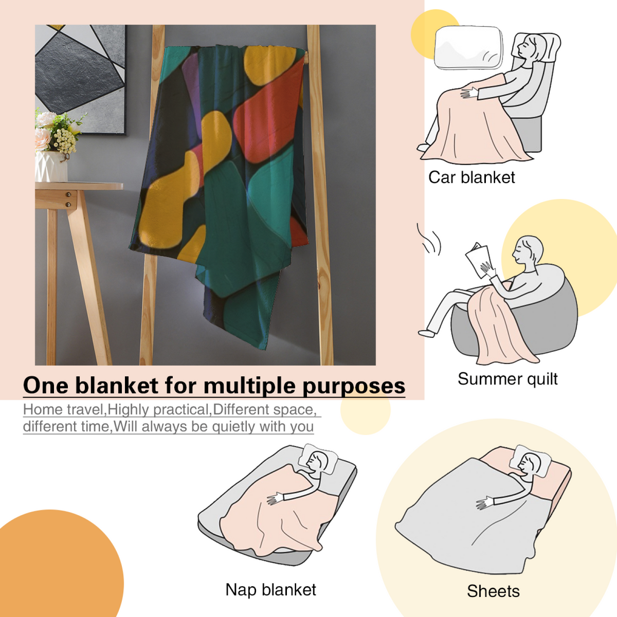 Cinnamon & Harbor Playful Graphic All-Season Flannel Blanket