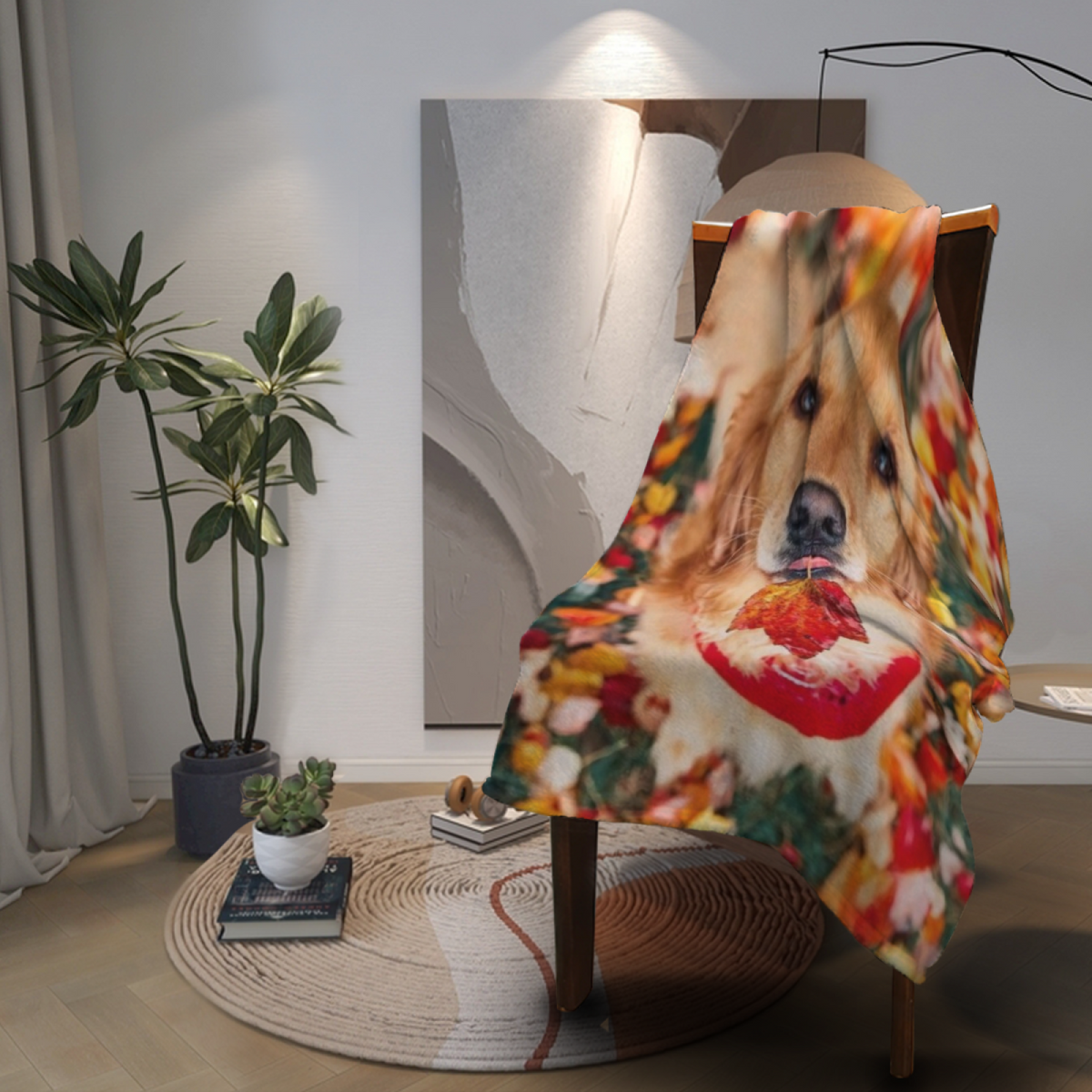 Earthy Multicolor Blush Sketch All-Season Flannel Blanket
