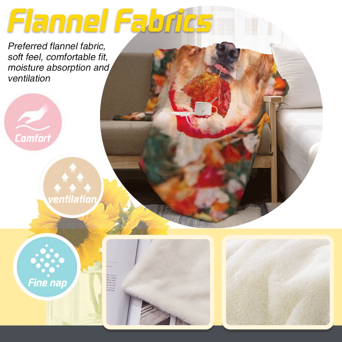 Earthy Multicolor Blush Sketch All-Season Flannel Blanket