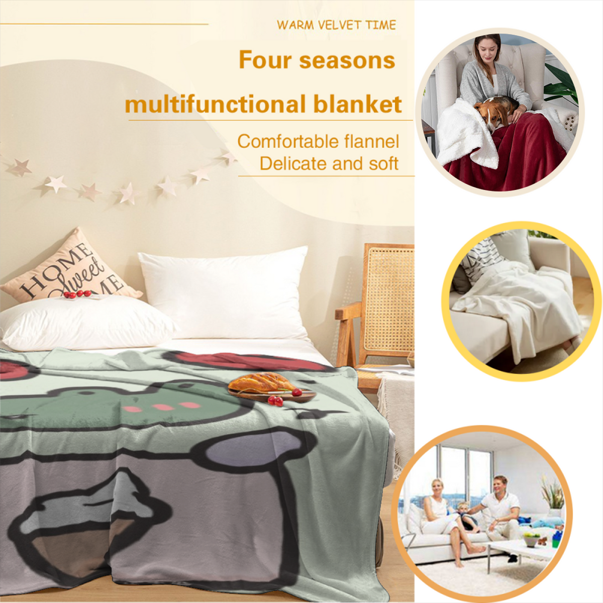 Eclectic Soft Neutral Zephyr Charm Lightweight Flannel Throw
