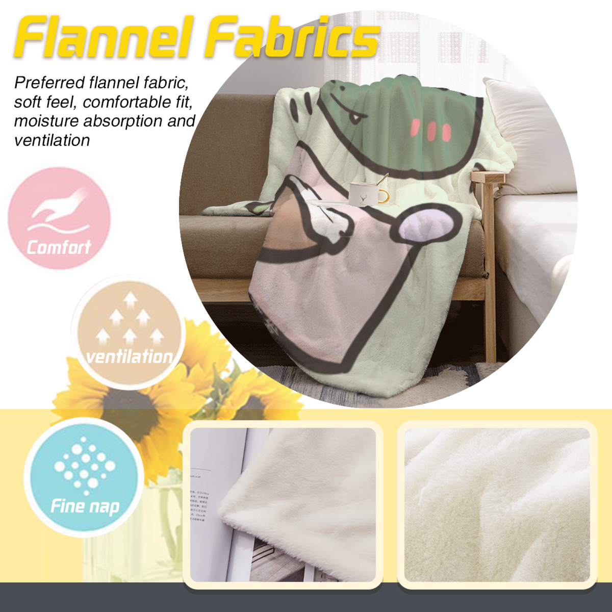 Eclectic Soft Neutral Zephyr Charm Lightweight Flannel Throw