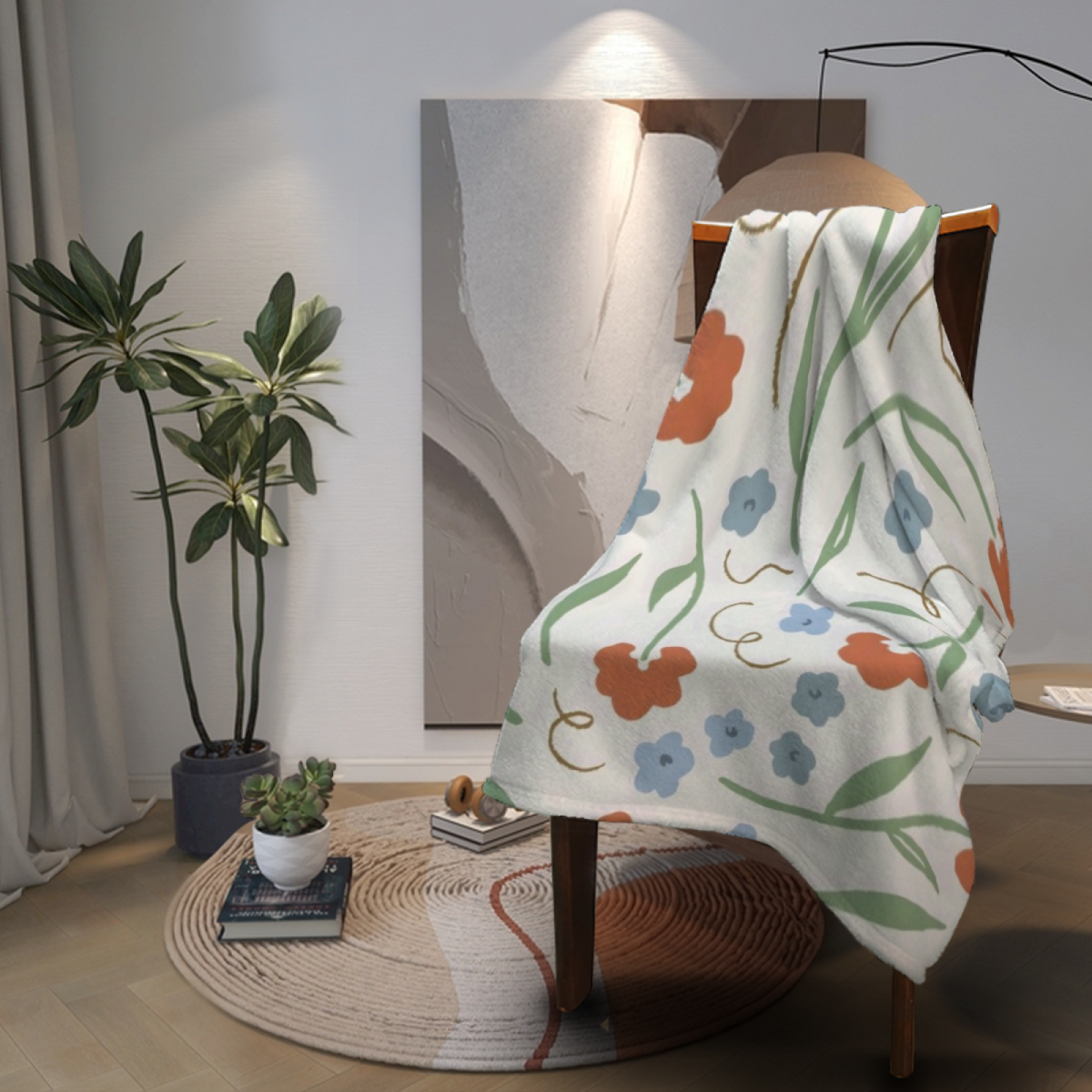 Delicate Meadow Floral All-Season Flannel Blanket