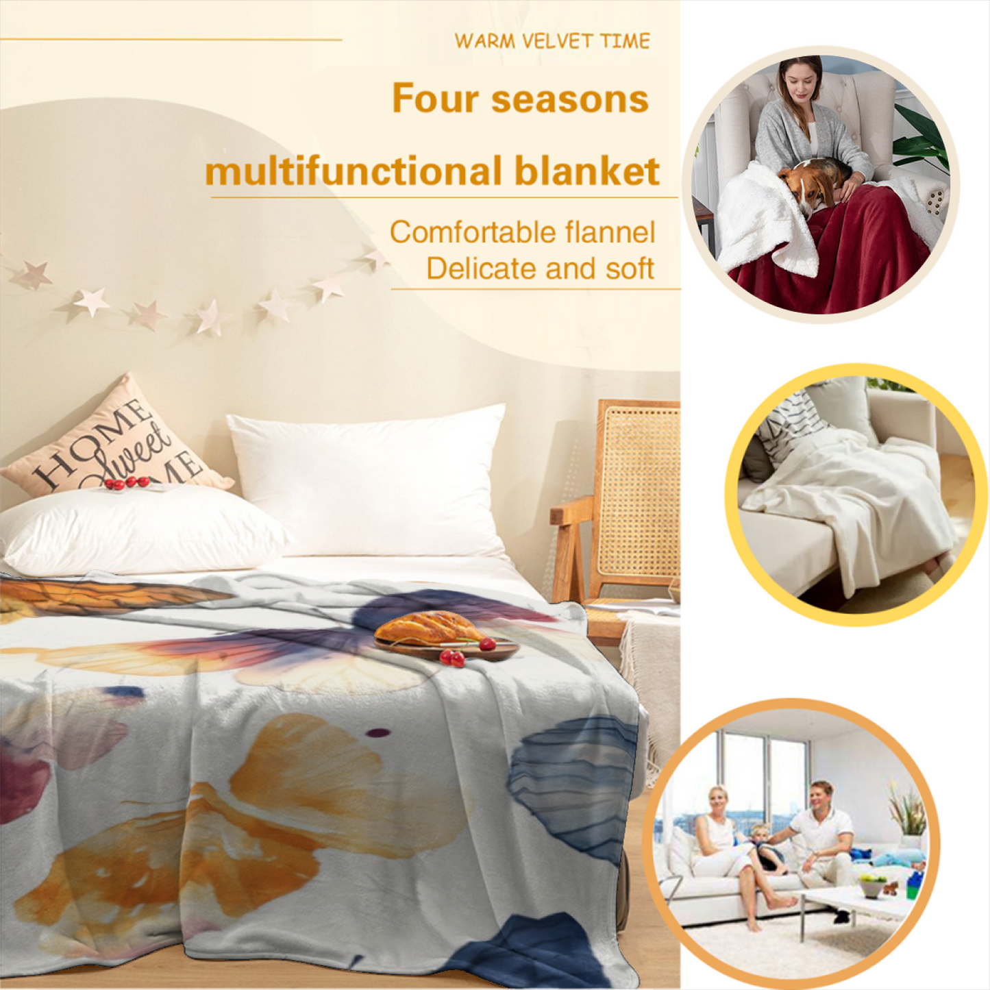 Abstract Contemporary Art Throw Blanket ¨C Stylish Modern Printed Cozy Blanket