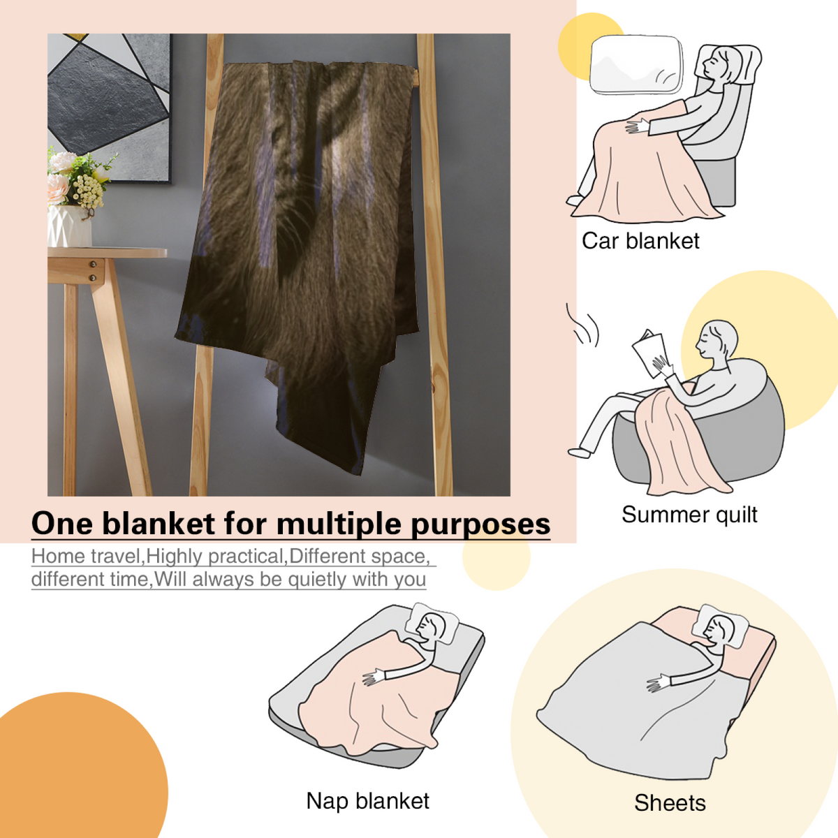 Statement Soft Neutral Golden Whimsy Cozy Flannel Bed Blanket