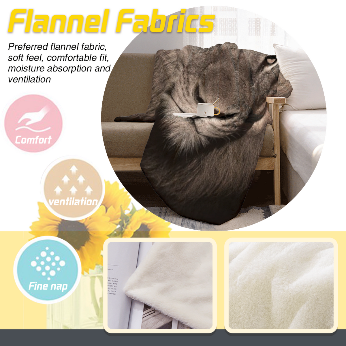 Statement Soft Neutral Golden Whimsy Cozy Flannel Bed Blanket
