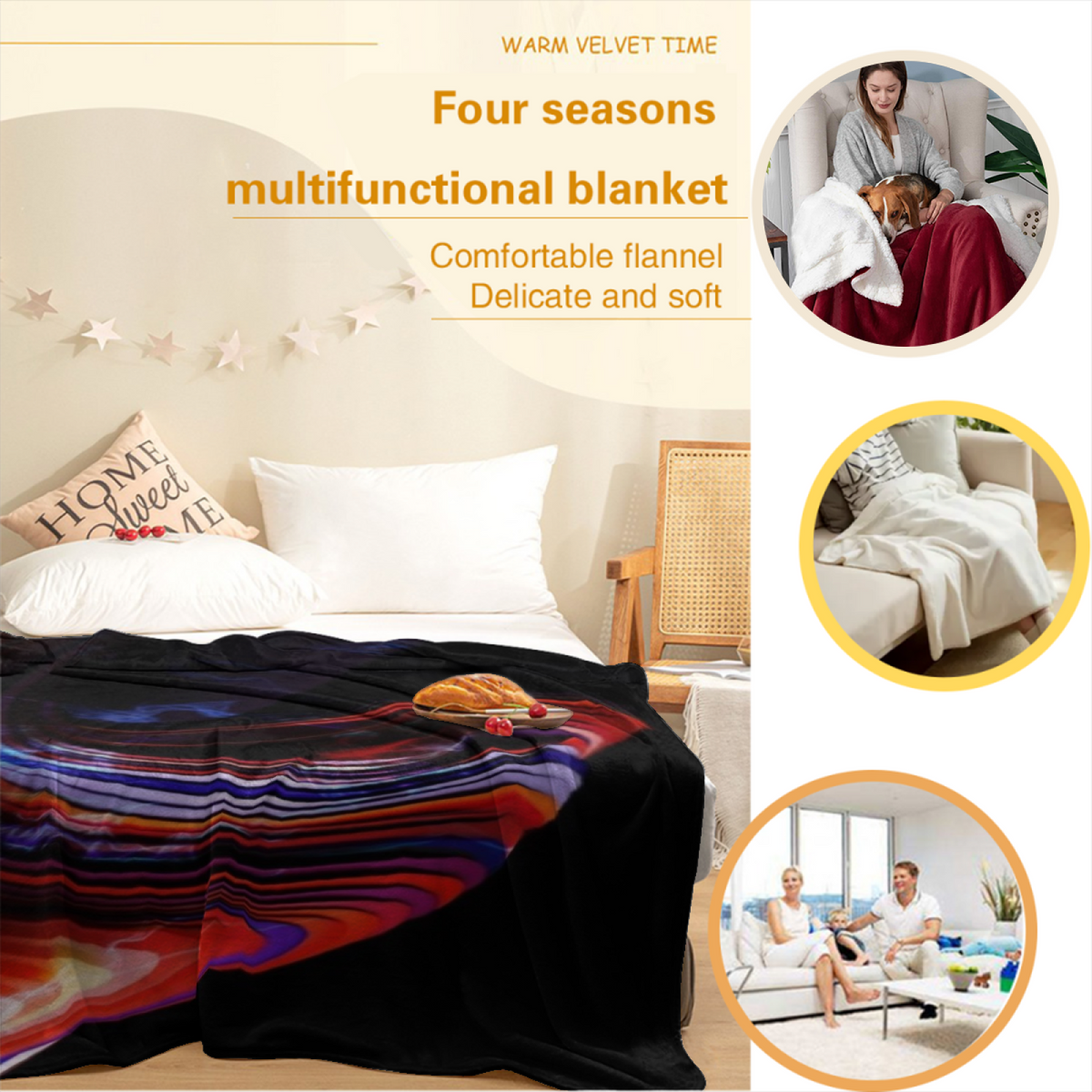 Orchid Reverie Modern Pattern Lightweight Flannel Throw