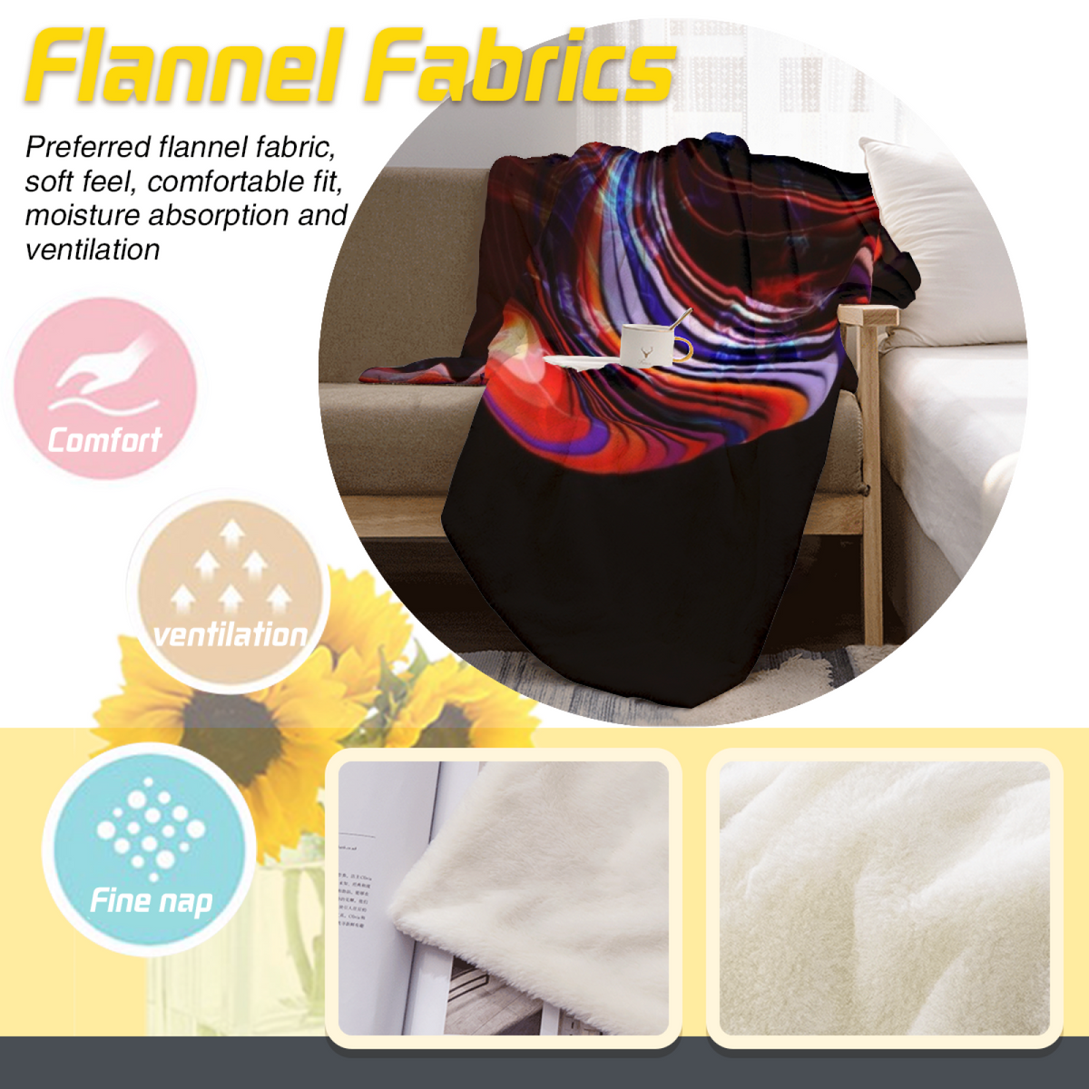Orchid Reverie Modern Pattern Lightweight Flannel Throw