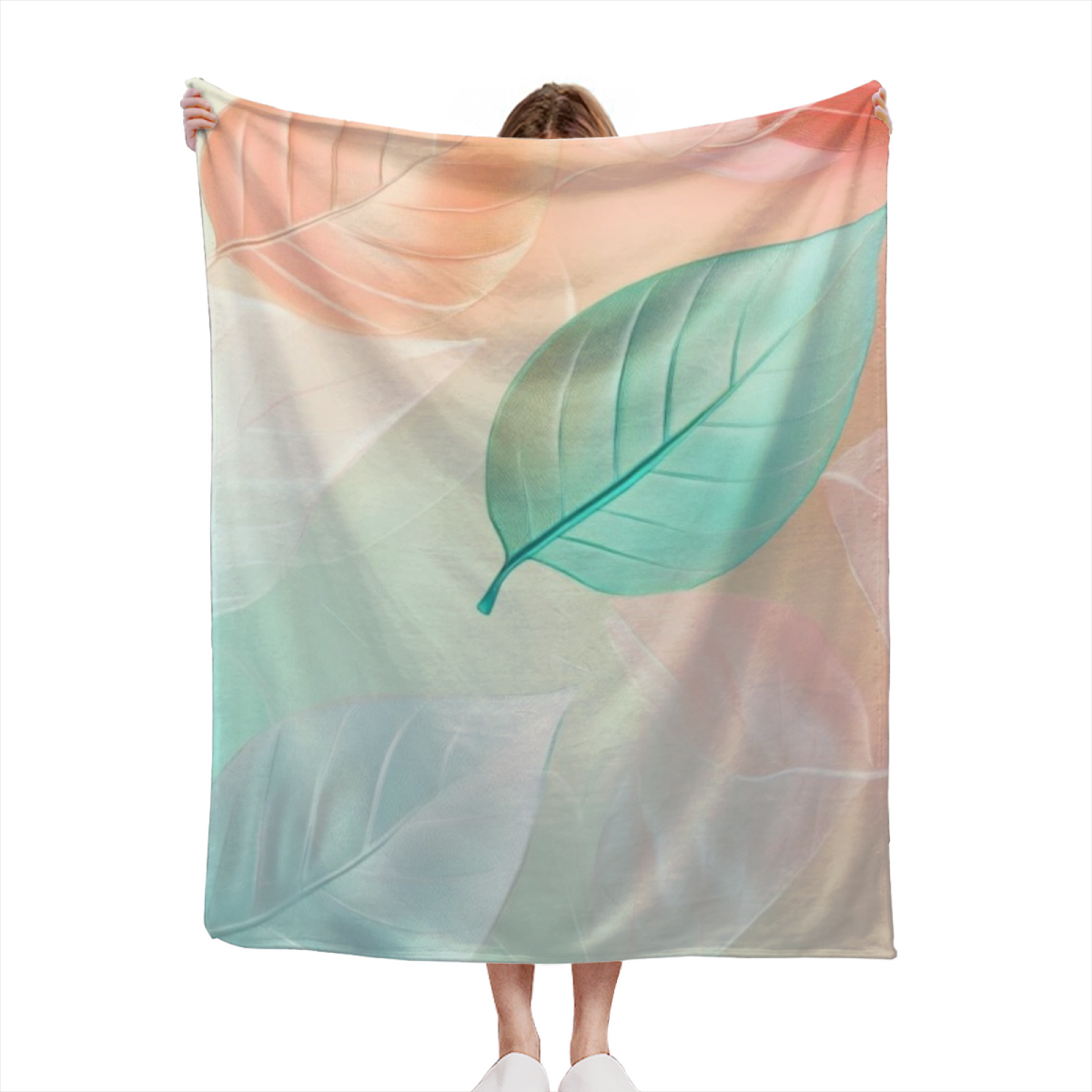 Mint Leaf Pastel Abstract Soft Flannel Blanket