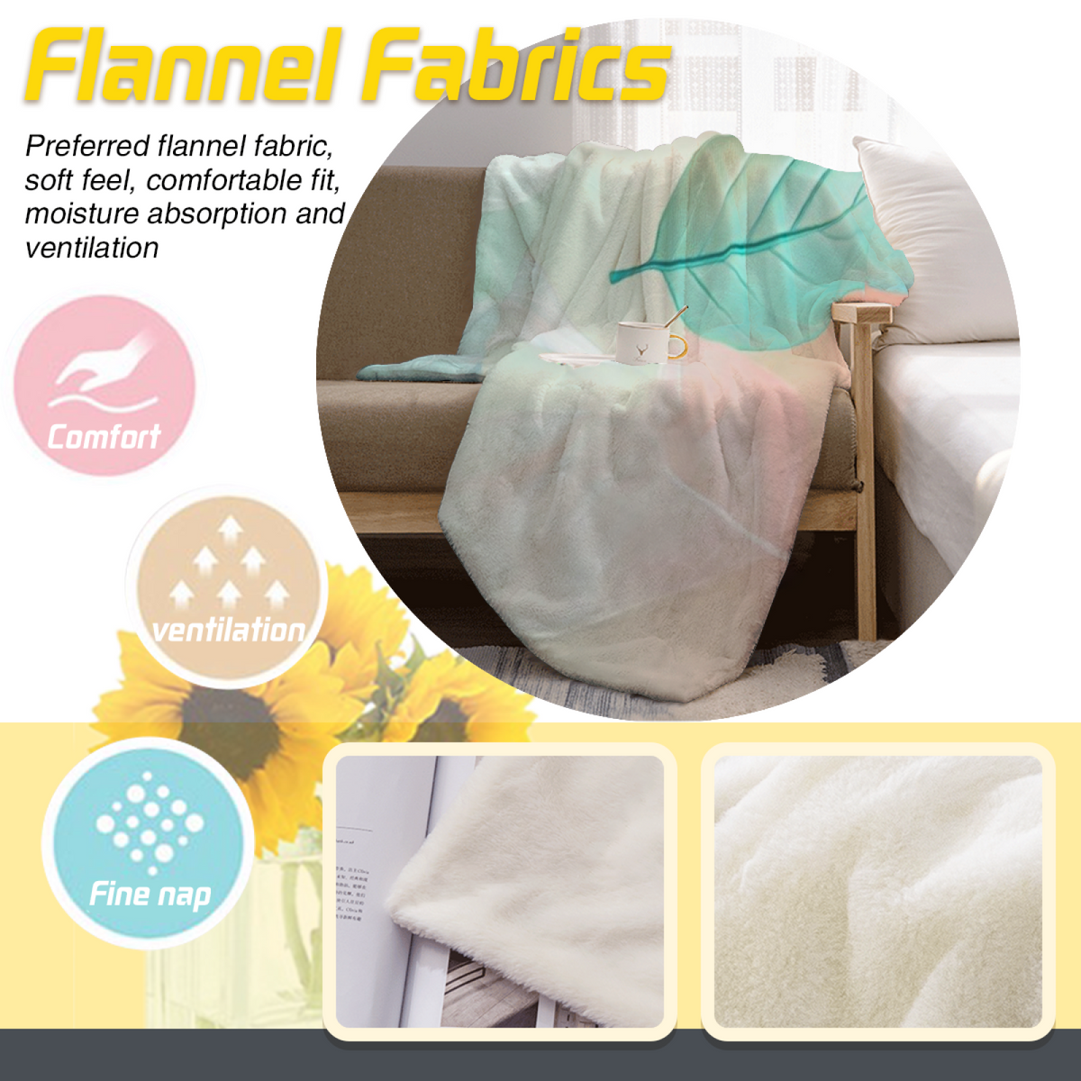 Mint Leaf Pastel Abstract Soft Flannel Blanket