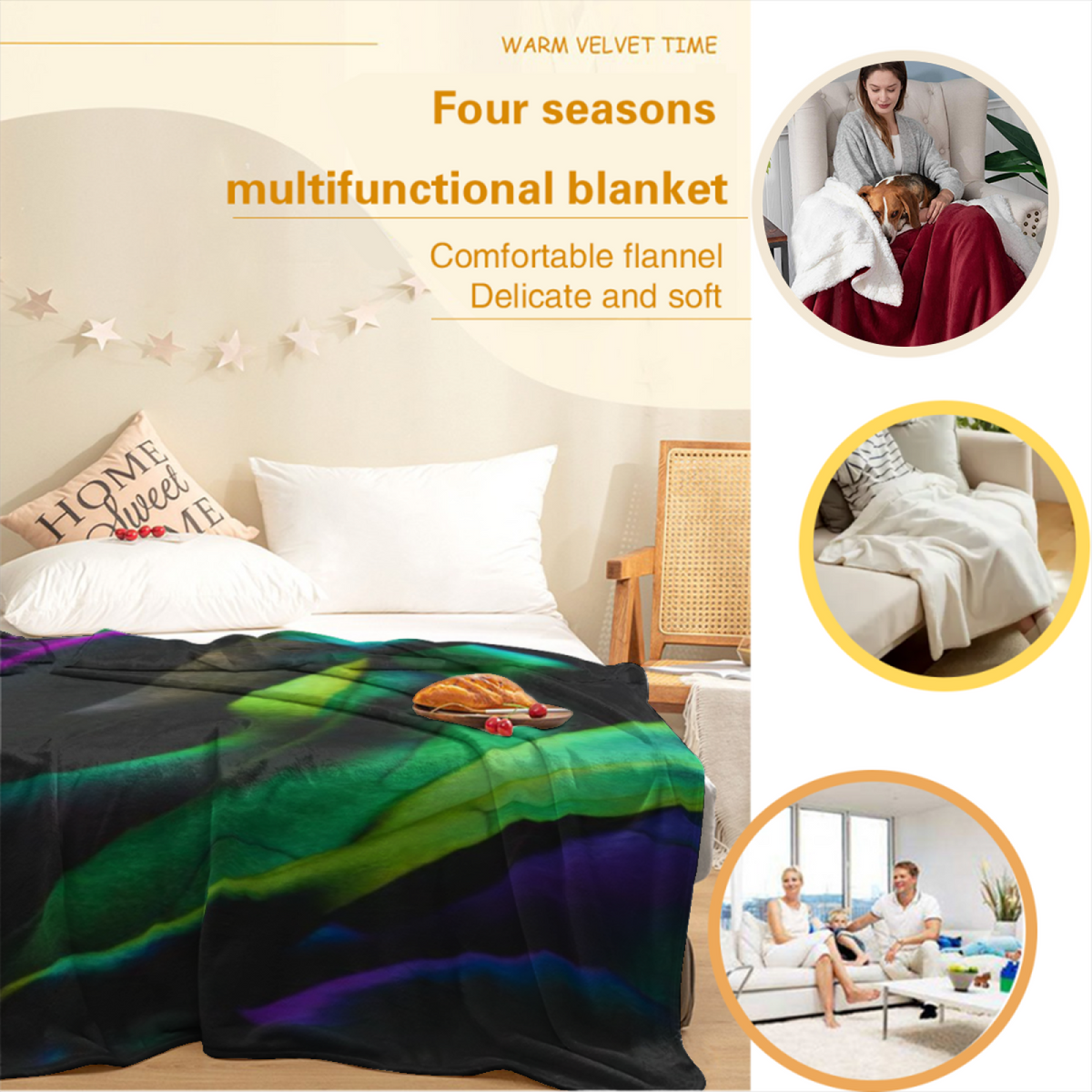 Orchard Wander Home Accent Soft Flannel Blanket ¨C Warm Coral
