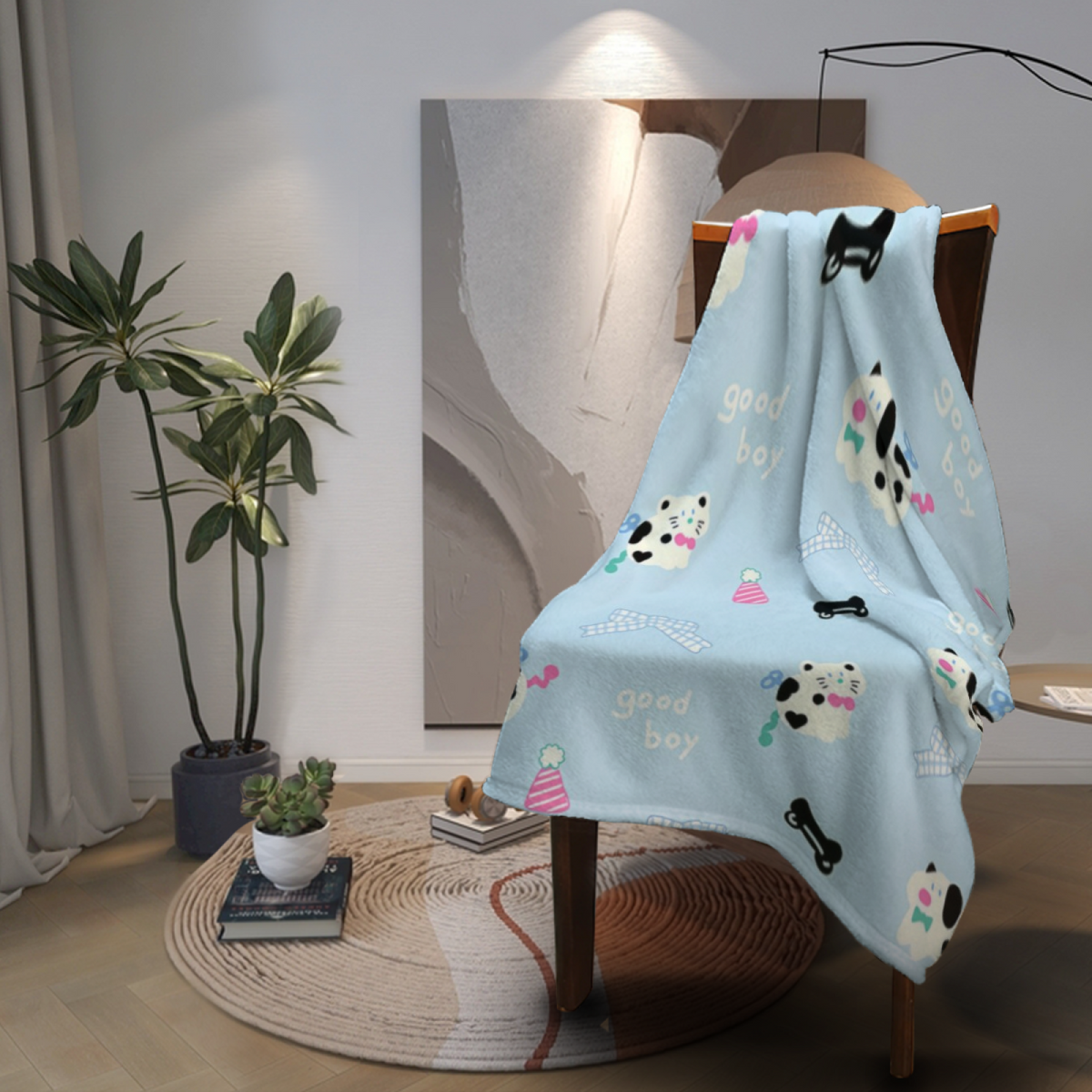 Creamy Ivory Whimsical Decor All-Season Flannel Blanket ¨C Evergreen Lantern Edition