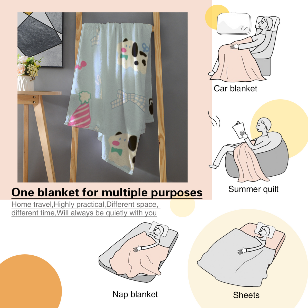 Creamy Ivory Whimsical Decor All-Season Flannel Blanket ¨C Evergreen Lantern Edition