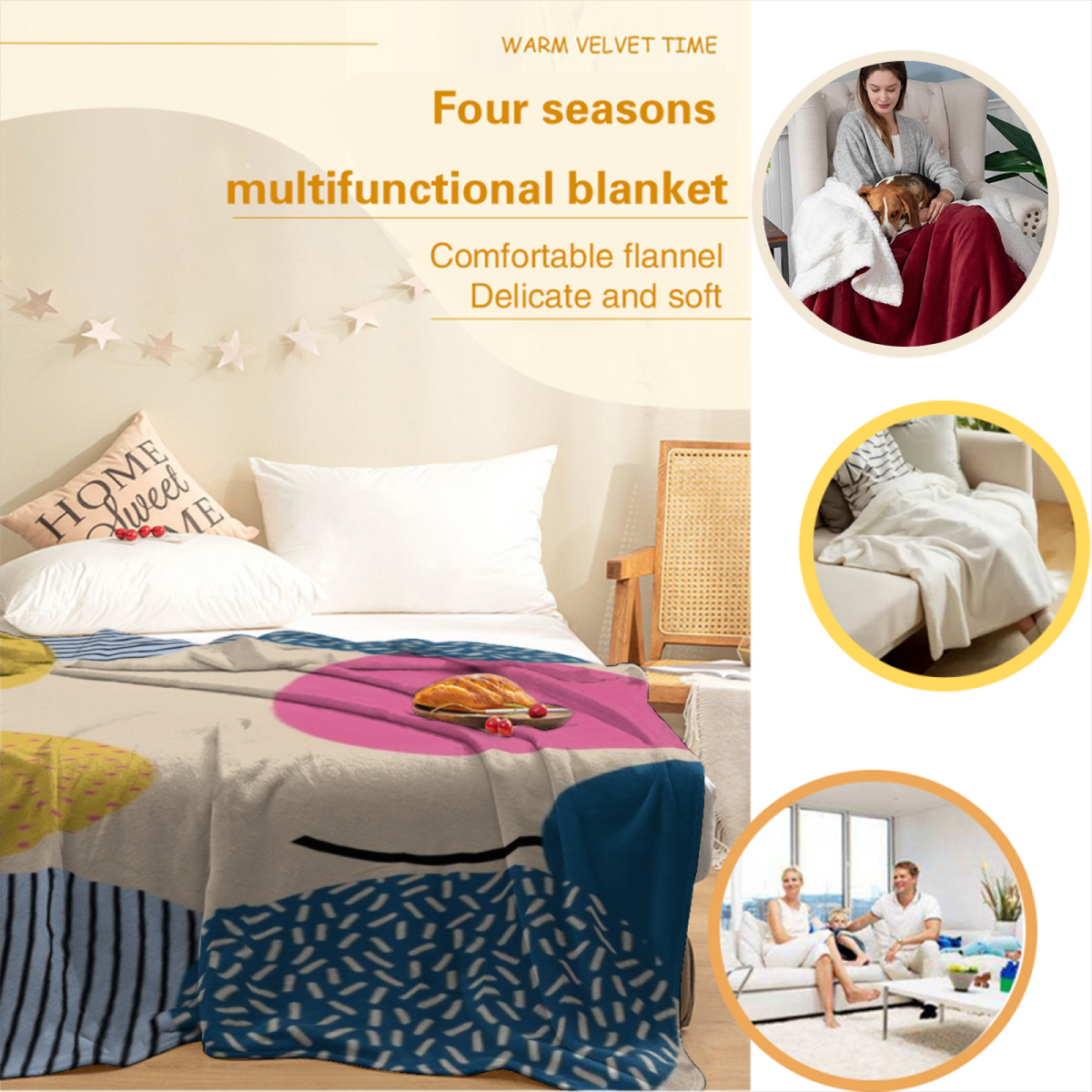Earthy Neutral Wildwood Lagoon Soft Flannel Blanket ¨C Contemporary Pattern