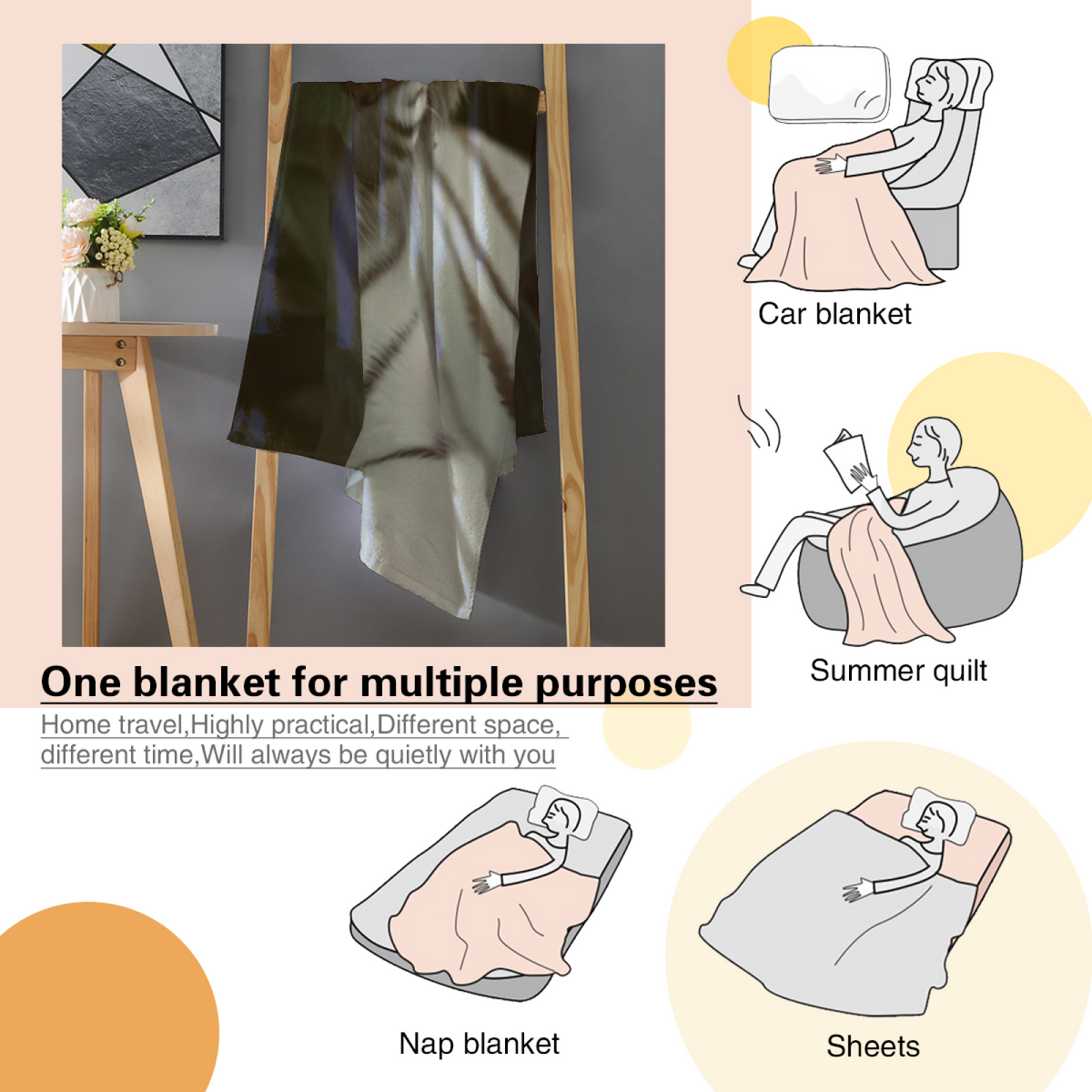 Bohemian Soft Neutral Moonlit Haven All-Season Flannel Blanket