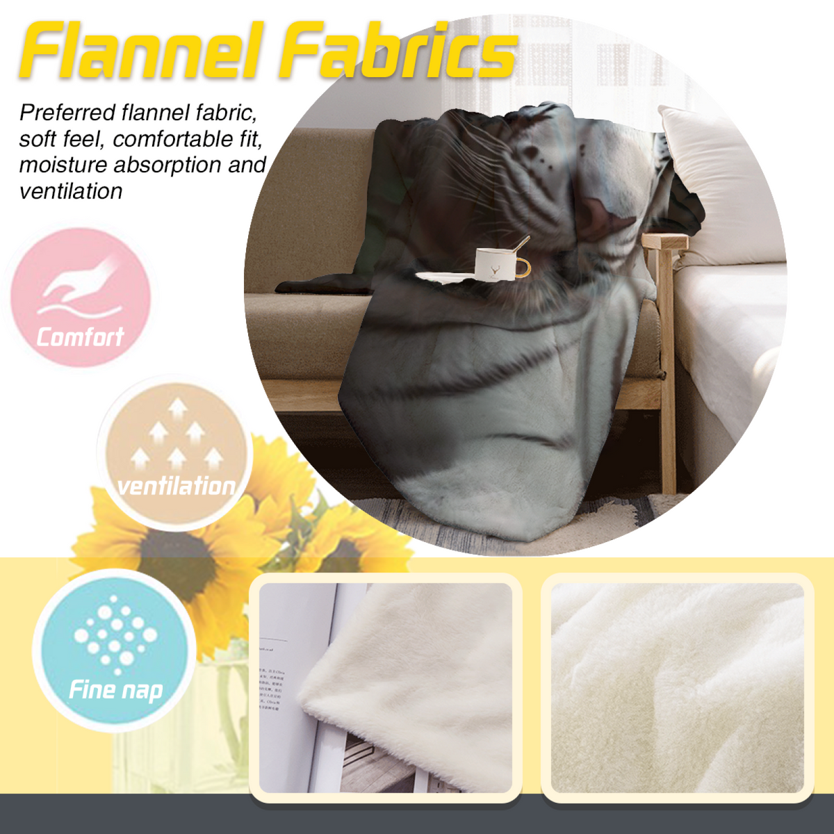 Bohemian Soft Neutral Moonlit Haven All-Season Flannel Blanket