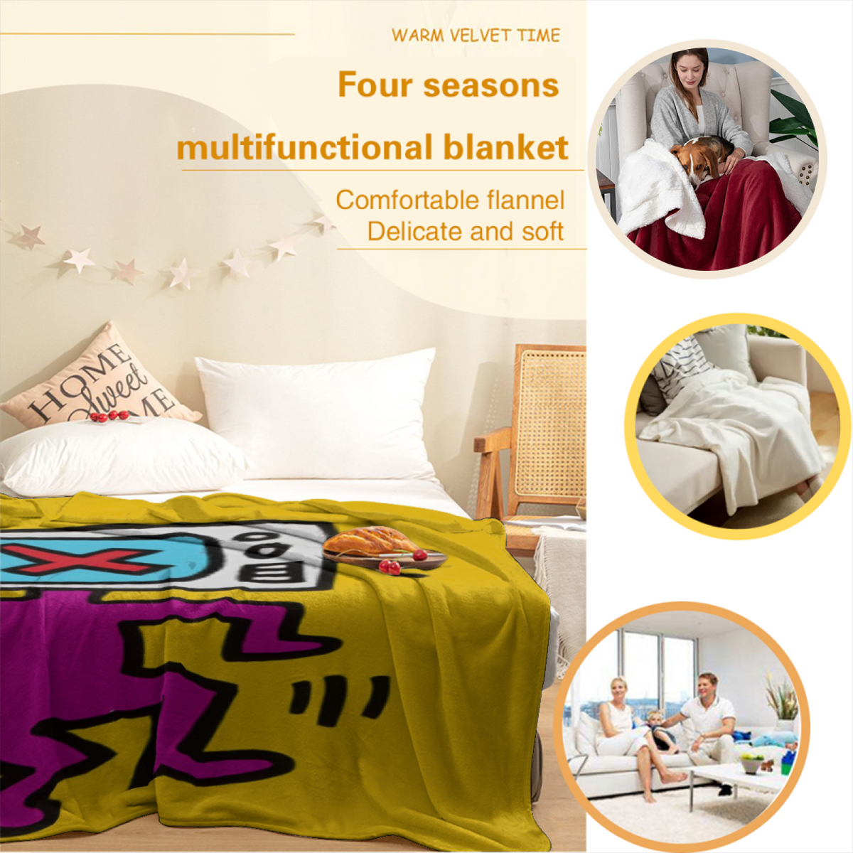 Gilded Sonnet Rich Multicolor Modern Art Decorative Flannel Blanket