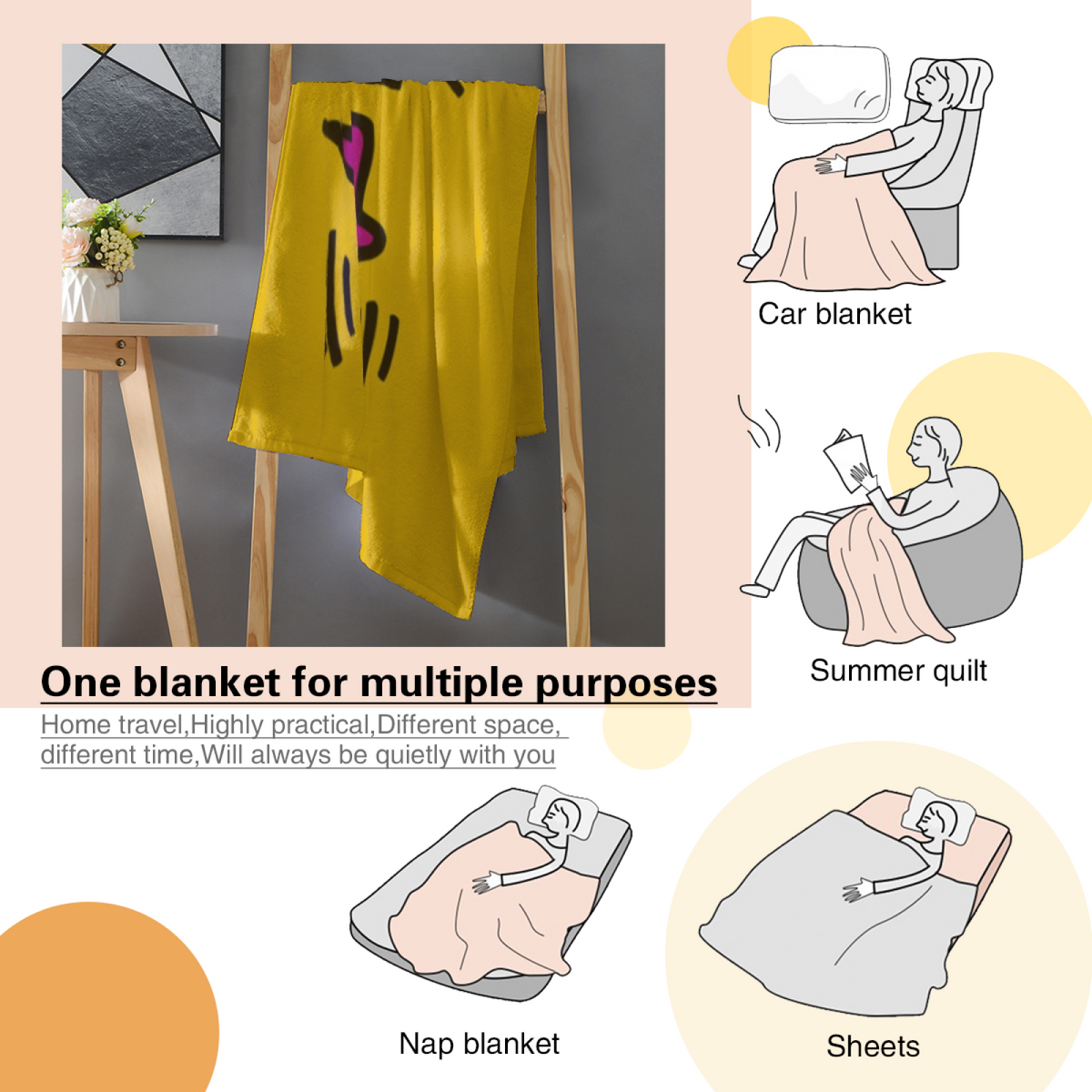 Gilded Sonnet Rich Multicolor Modern Art Decorative Flannel Blanket