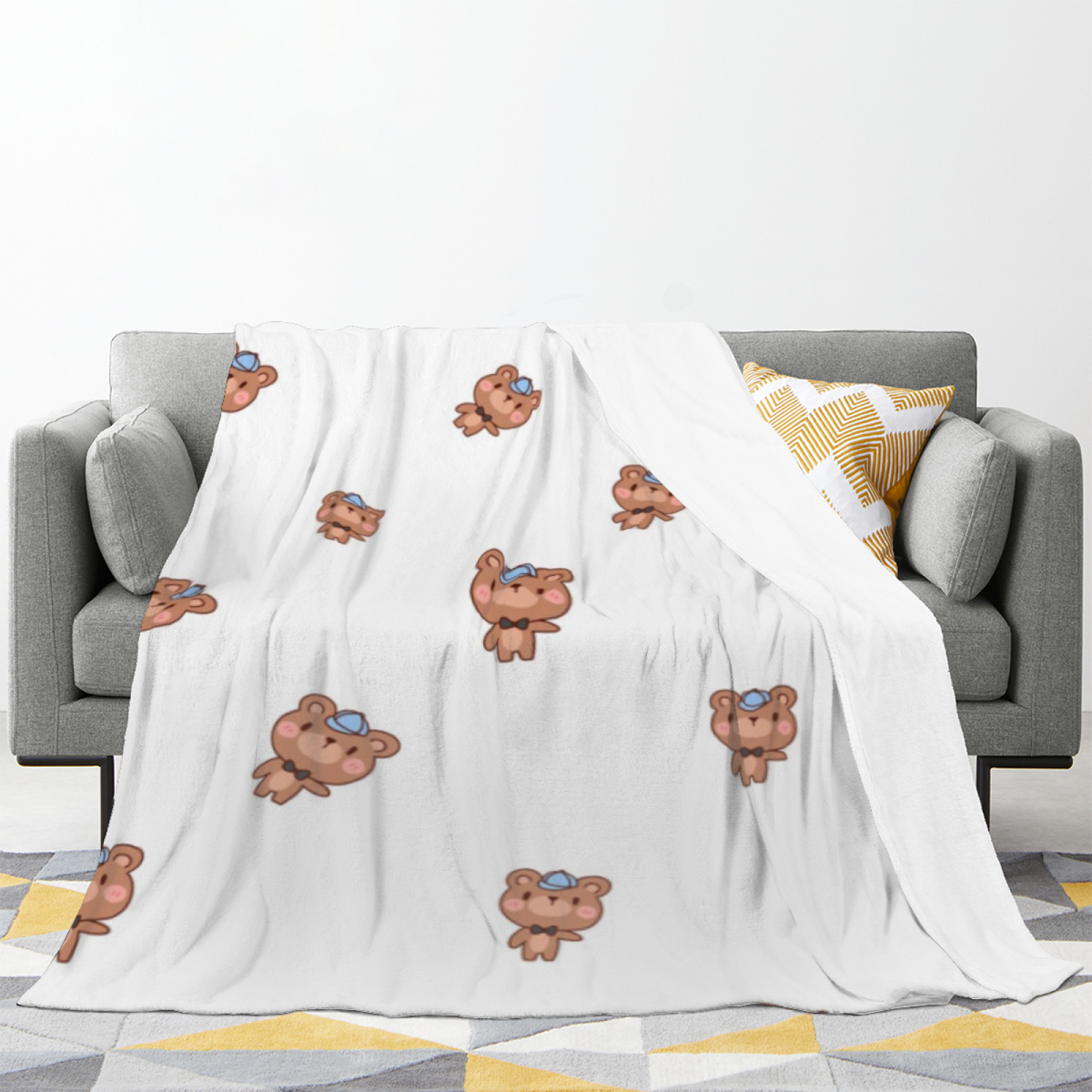 Ivory Lagoon Charm Flannel Throw Blanket
