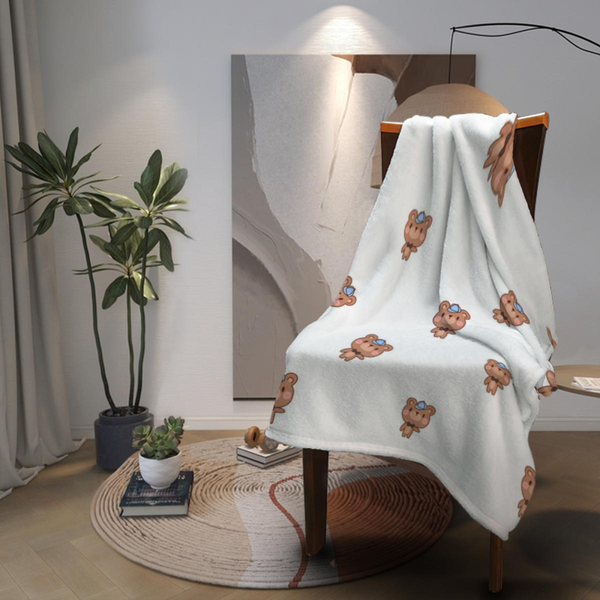 Ivory Lagoon Charm Flannel Throw Blanket