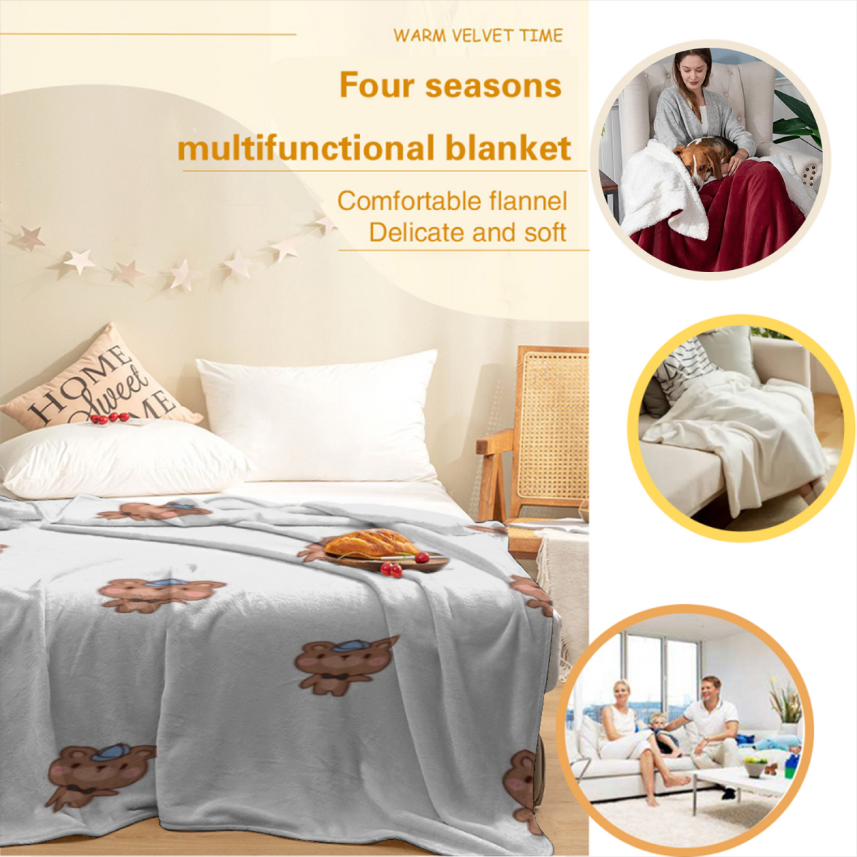 Ivory Lagoon Charm Flannel Throw Blanket