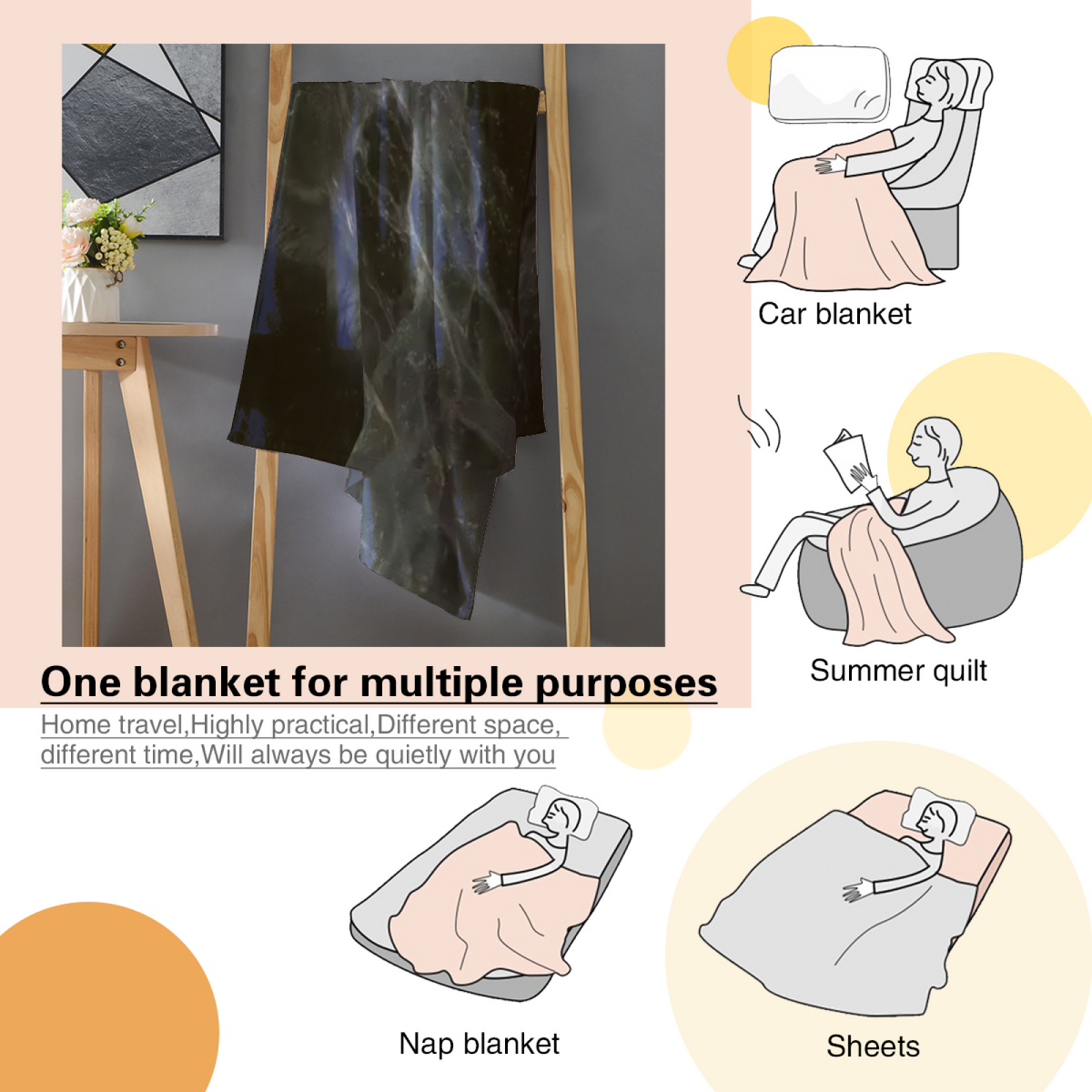 Earthy Neutral Serene Spectrum Lightweight Flannel Throw ¨C Contemporary Pattern