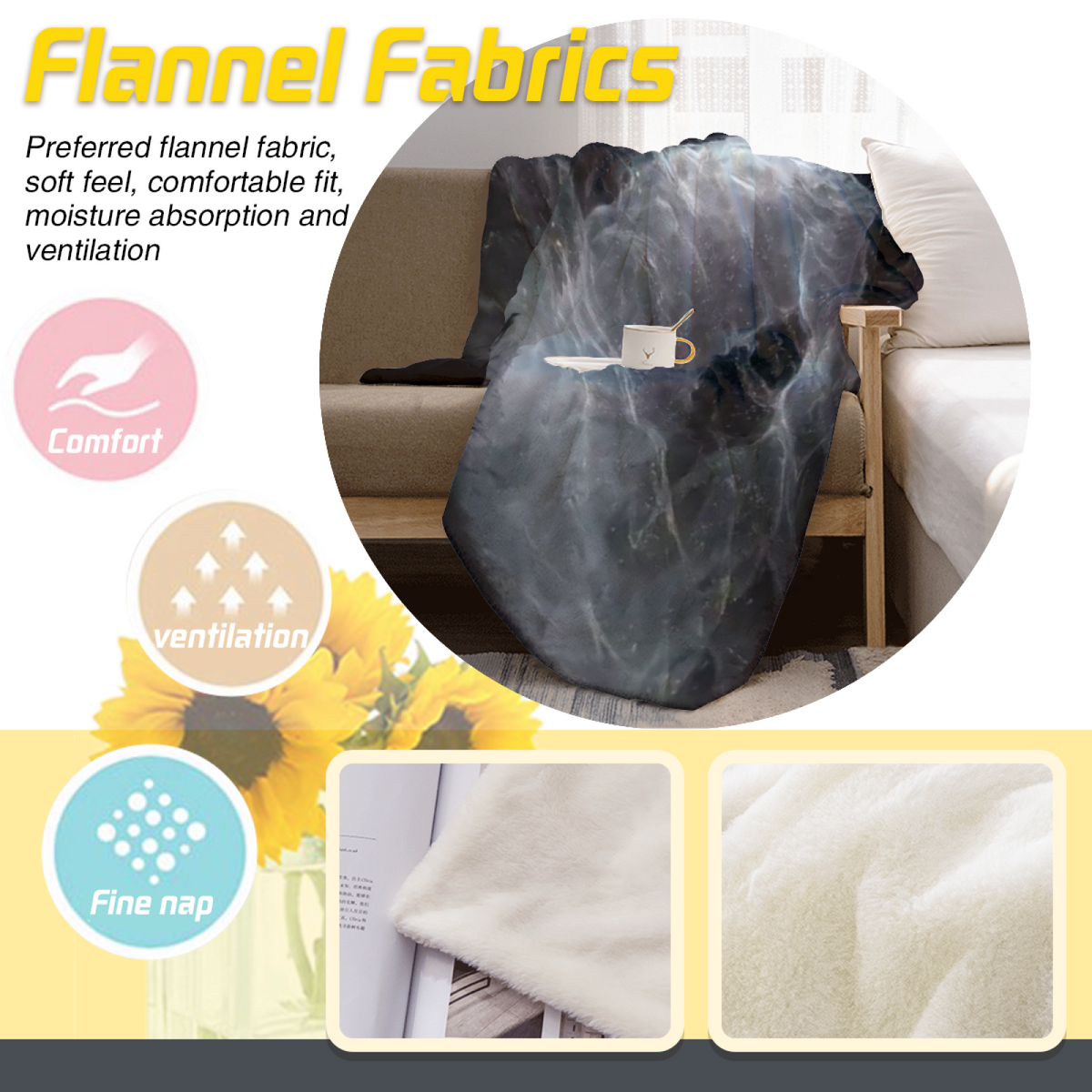 Earthy Neutral Serene Spectrum Lightweight Flannel Throw ¨C Contemporary Pattern