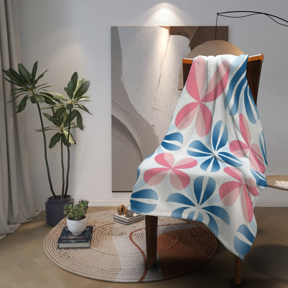 Celestial Whisper Muted Sage Art Flannel Throw Blanket