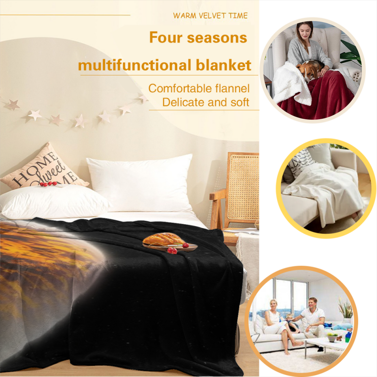 Burnished Jubilee Rich Multicolor Art Flannel Throw Blanket