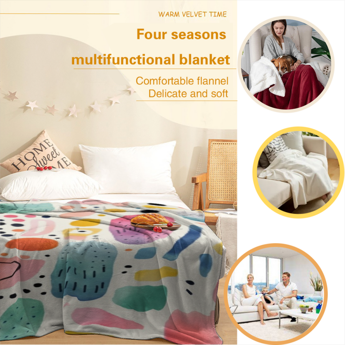 Twilight Atlas Home Accent Soft Flannel Blanket ¨C Warm Coral