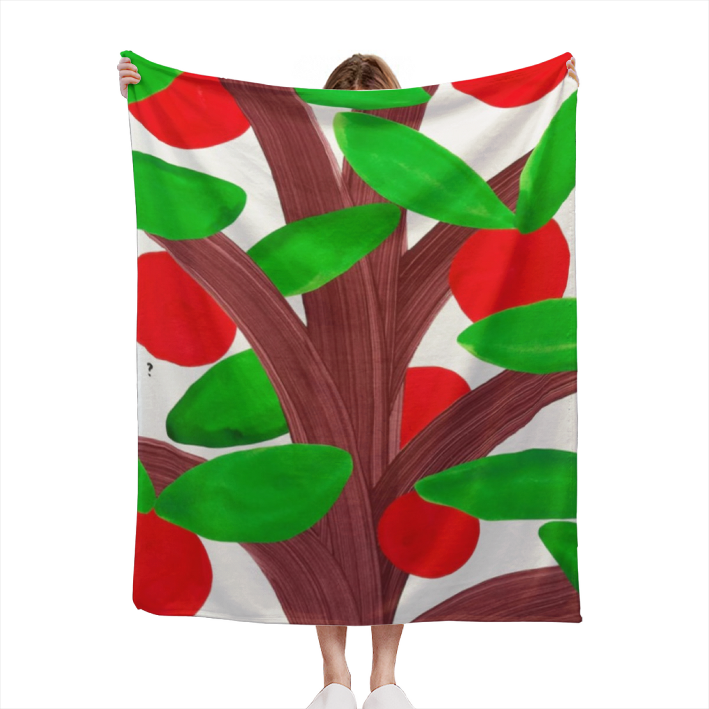 Colorful Abstract Tree Flannel Throw Blanket ¨C Modern Red and Green Art